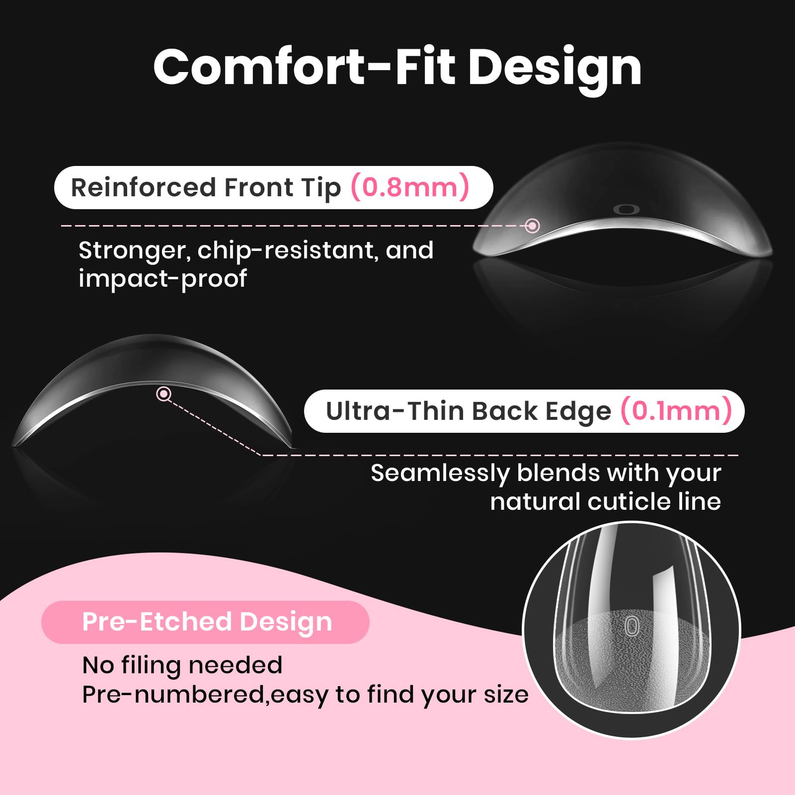 Beetles Gel Nail Kit Etch-X, Almond Short, 504pcs 12 Sizes Nail tips, with 9 in 1 Nail Glue Mini LED Light, Acrylic Half Matte Tips Press On Nail, Extension DIY Set at Home, Gift for Women & Girls