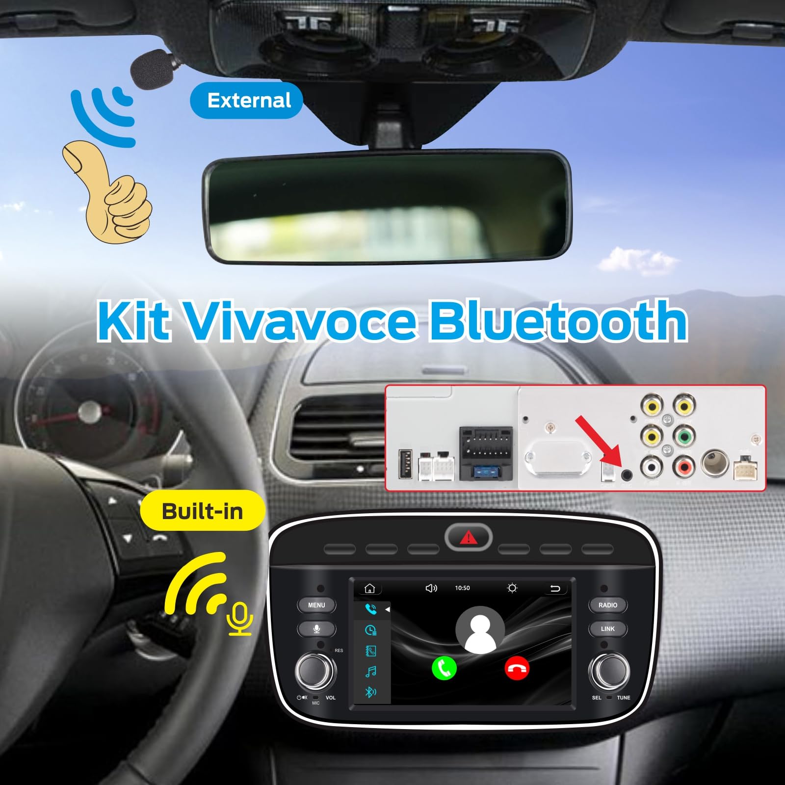 Autoradio Linux Avvio Lampo Compatibile Fiat Punto 10-16/Linea 12-15 | Installazione Rapida | CarPlay/Android Auto Wireless/FM/AM/RDS/USB | DSP 100W |
