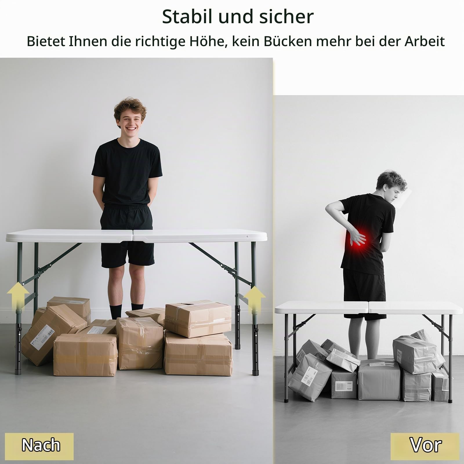 Anbte 4pcs Klappbare Tischbeinverlängerung mit 4 Höhenverstellbar, Schwarz