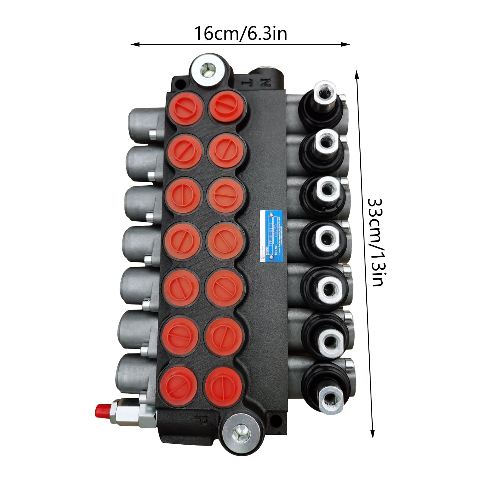 Valvola di controllo manuale idraulica, 7 volti, 60 l/min 13GPM + leva 7 spool P40, valvola di controllo direzionale adatta per piccoli trattori, trattori, spaccalegna e altri dispositivi mobili
