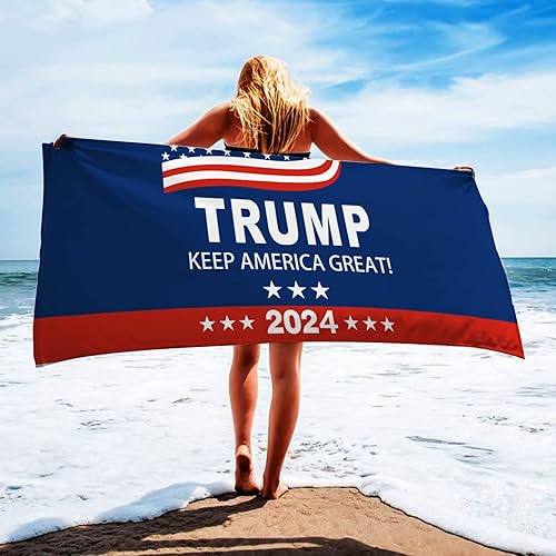 Miniatura 3 de Trump 2024 - Toallas de playa de gran tamaño con texto en inglés "Keep America Great USA", toallas de baño de microfibra, manta de playa suave para