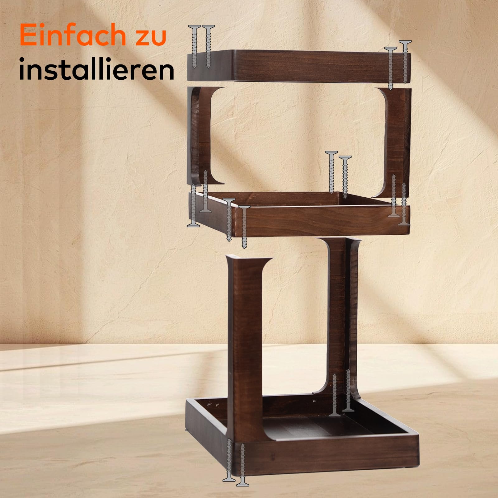 Nachttisch aus massivem Kiefernholz, Stabiler Beistelltisch für Boxspringbett, moderner Couchtisch klein mit Schublade für Schlafzimmer, Wohnzimmer, Holz-Nachtschrank 40x30x61 cm