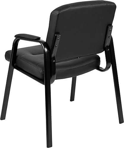 Vista 5 de Flash Furniture Darwin Flash Fundamentals LeatherSoft - Silla de recepción ejecutiva, moderna silla copetuda para sala de estar u oficina