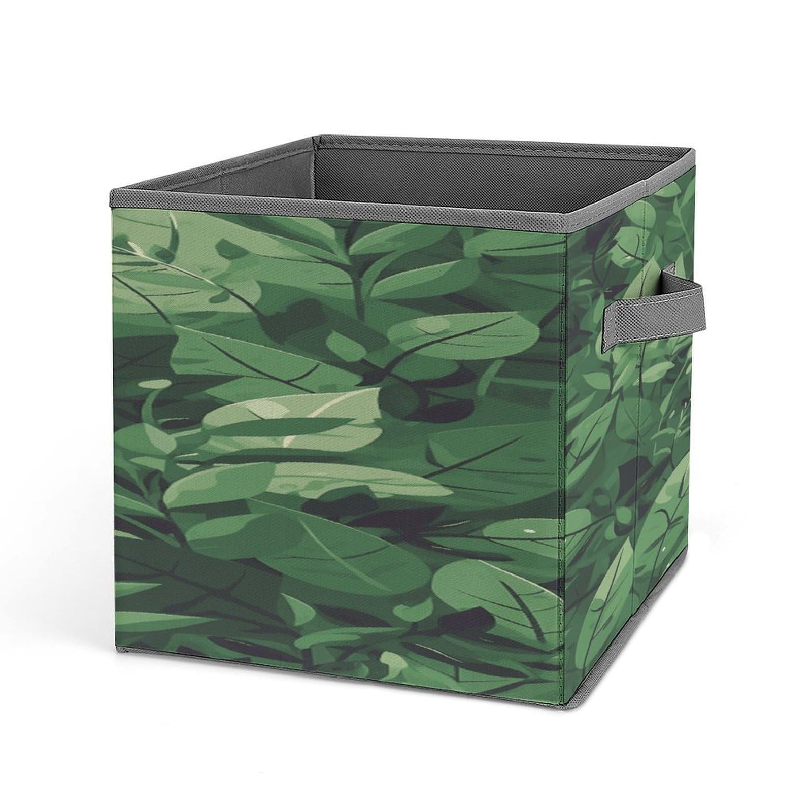 Fekiloot Style Green Leaves Panda Pattern Storage Bins Storage Baskets
