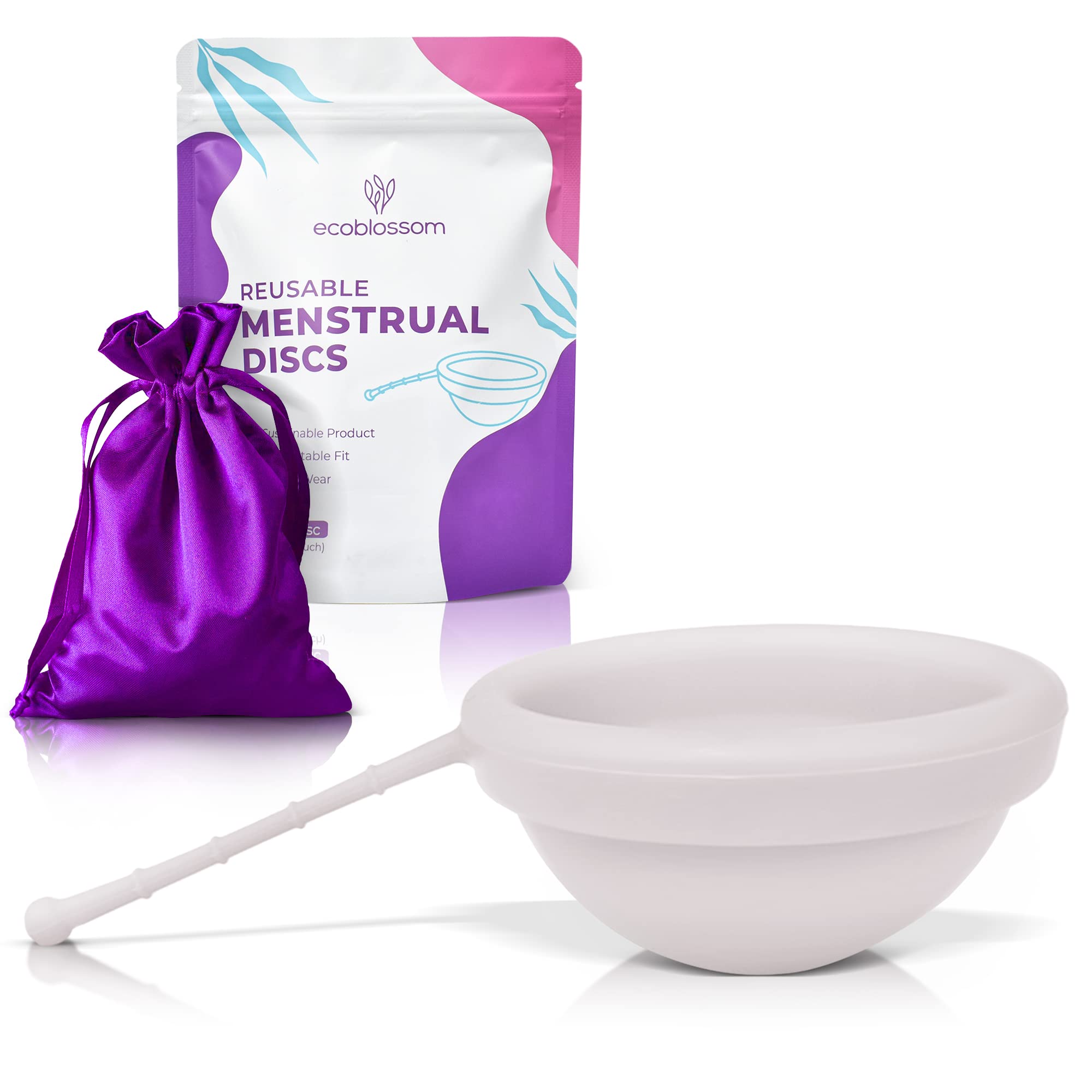 EcoBlossomReusable Menstrual Disc - Menstrual Cup - Soft Period Disc for Women Designed with Flexible, Medical-Grade Silicone Period Cup (White)