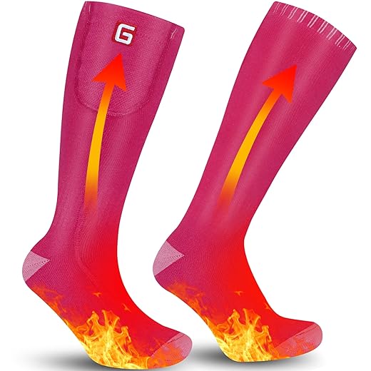 Spring Heated Socks Electric Battery Powered Heated Socks for Men Women Winter Cotton Warm Heated Socks Rechargeable Washable Thermal Sock for Outdoor Sports Hiking Climbing Hunting Foot Warmer