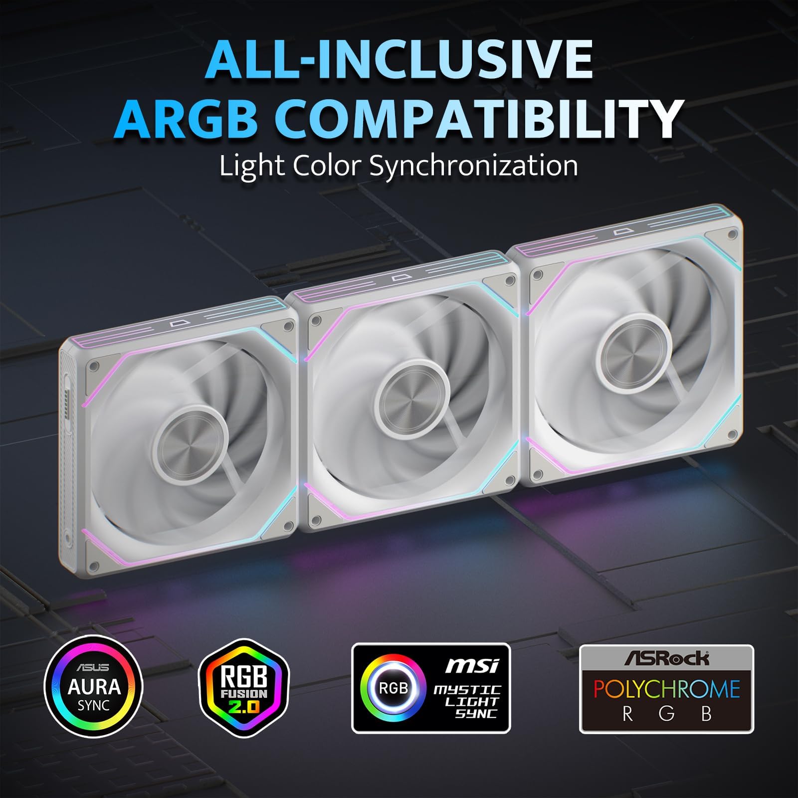 darkFlash G16 Lot de 3 ventilateurs magnétiques ARGB pour boîtier PC 120 mm – Installation sans outil, refroidissement jusqu'à 2200 tr/min, PWM à 4 broches, synchronisation avec le logiciel de la