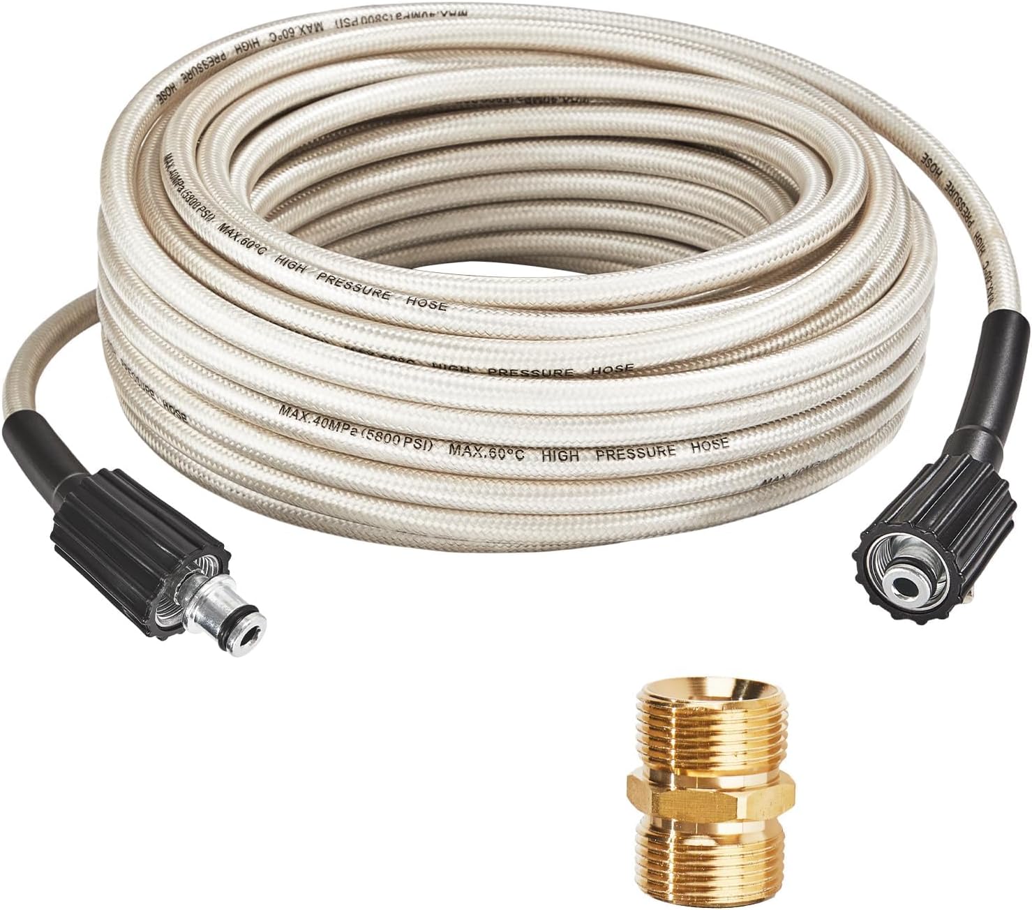 Upgraded Extra Long Pressure Washer Hose 65FTx1/4 Inch, 3000 PSI, M22-14mm, Flexible Power Washer Replacement Accessory with Quick Connect for Electric High Pressure Washers Hose Attachment Part