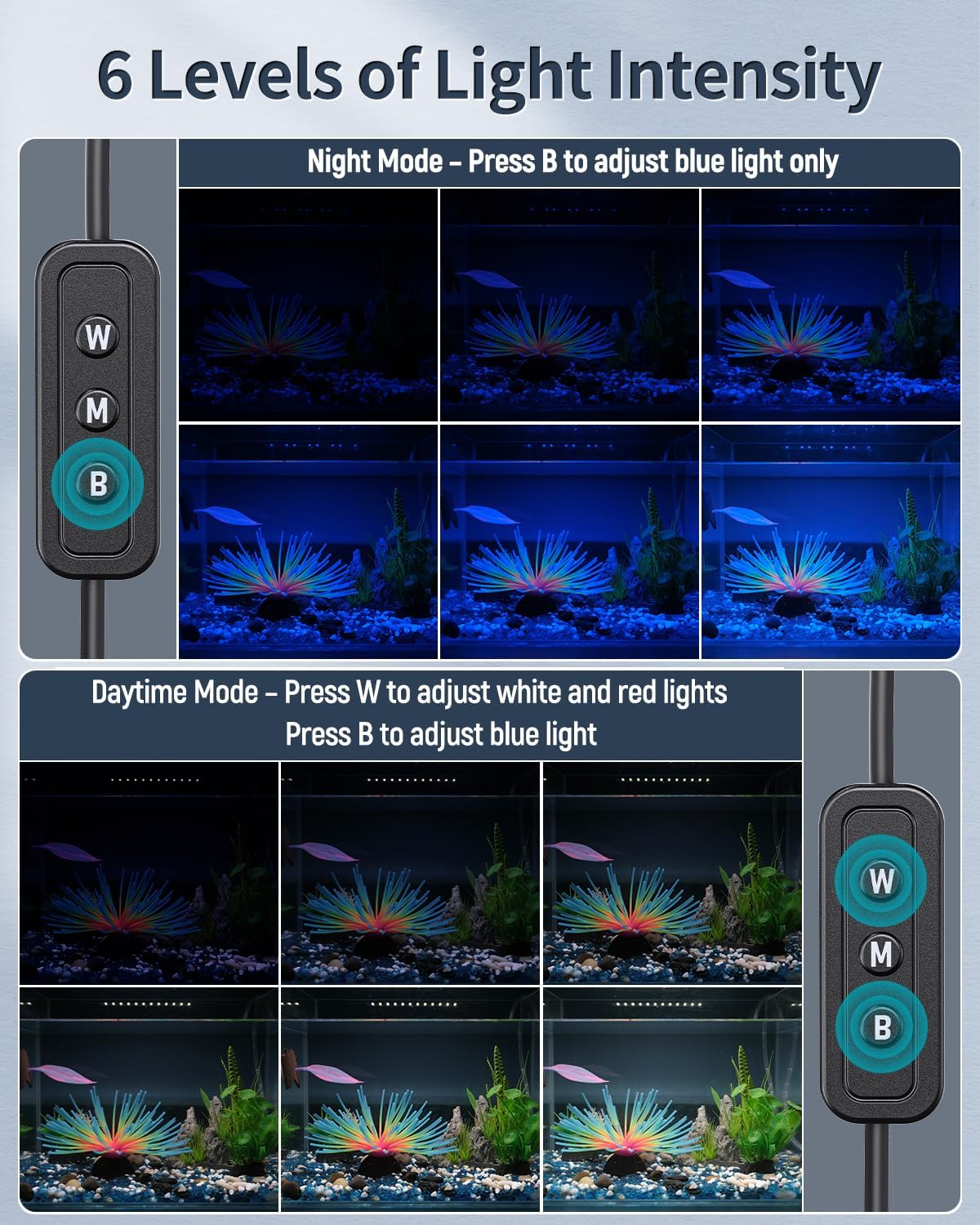 Pawfly 28 W Aquarium LED Light for 90 to 120 cm Fish Tanks Extendable Fish Tank Light with Full Spectrum Brilliant White Blue Red Lights with Daytime & Night Modes and Adjustable Brightness - Image 3