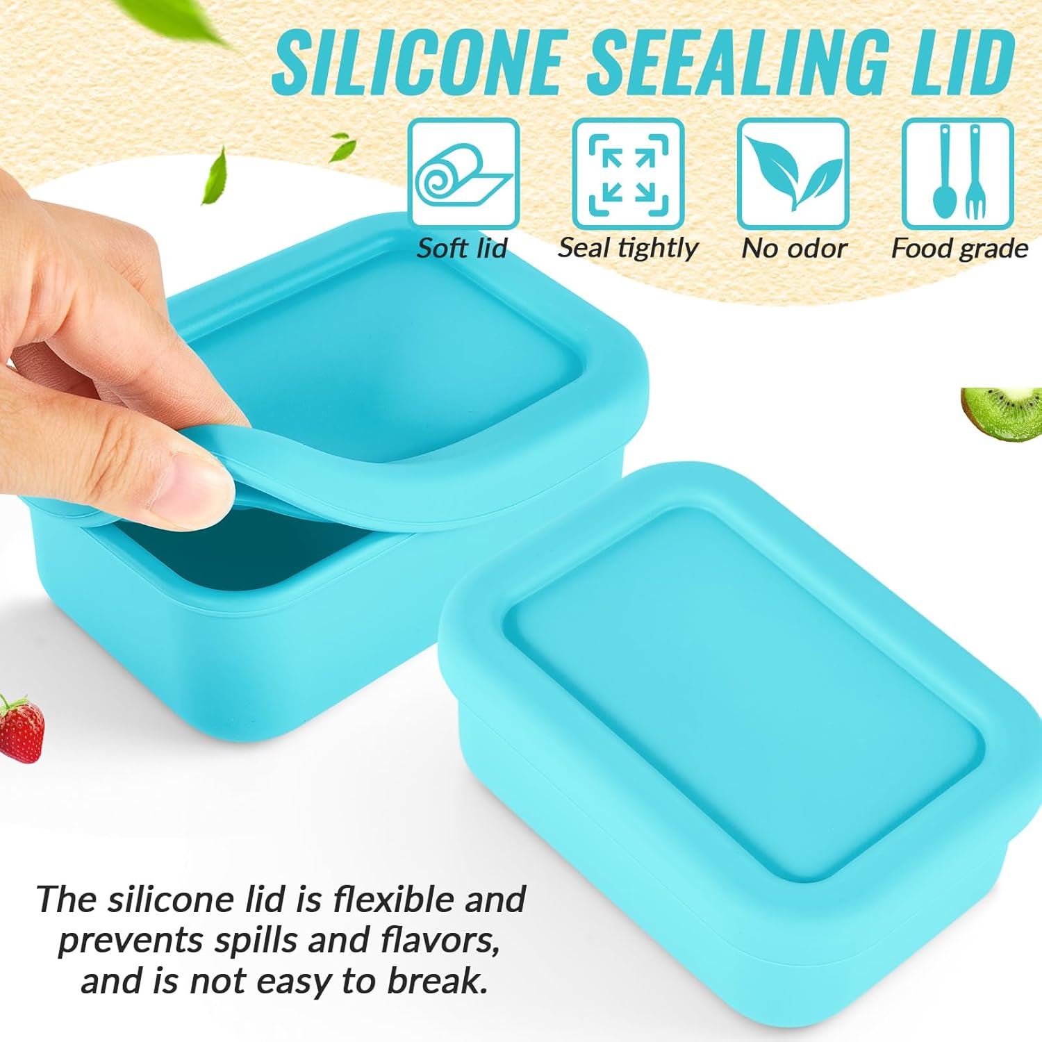 Teenyyou 6 Packs 1 Cup Silicone Soup Freezer Molds with Lid Silicone Soup Freezer Trays Rectangle Reusable Food Preserving Tray Freezing Sauces Stews(Lake Blue)