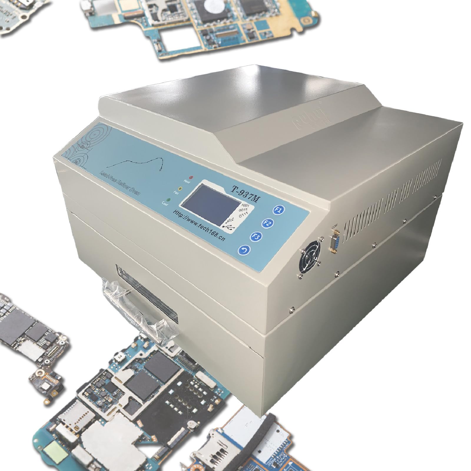 Piec do lutowania T937 2300/3300 W z mikrokomputerowym sterowaniem, maszyna do lutowania na fali z obszarem lutowania 11,8×12,2 cala (12,4×14,8 cala) (T937m)