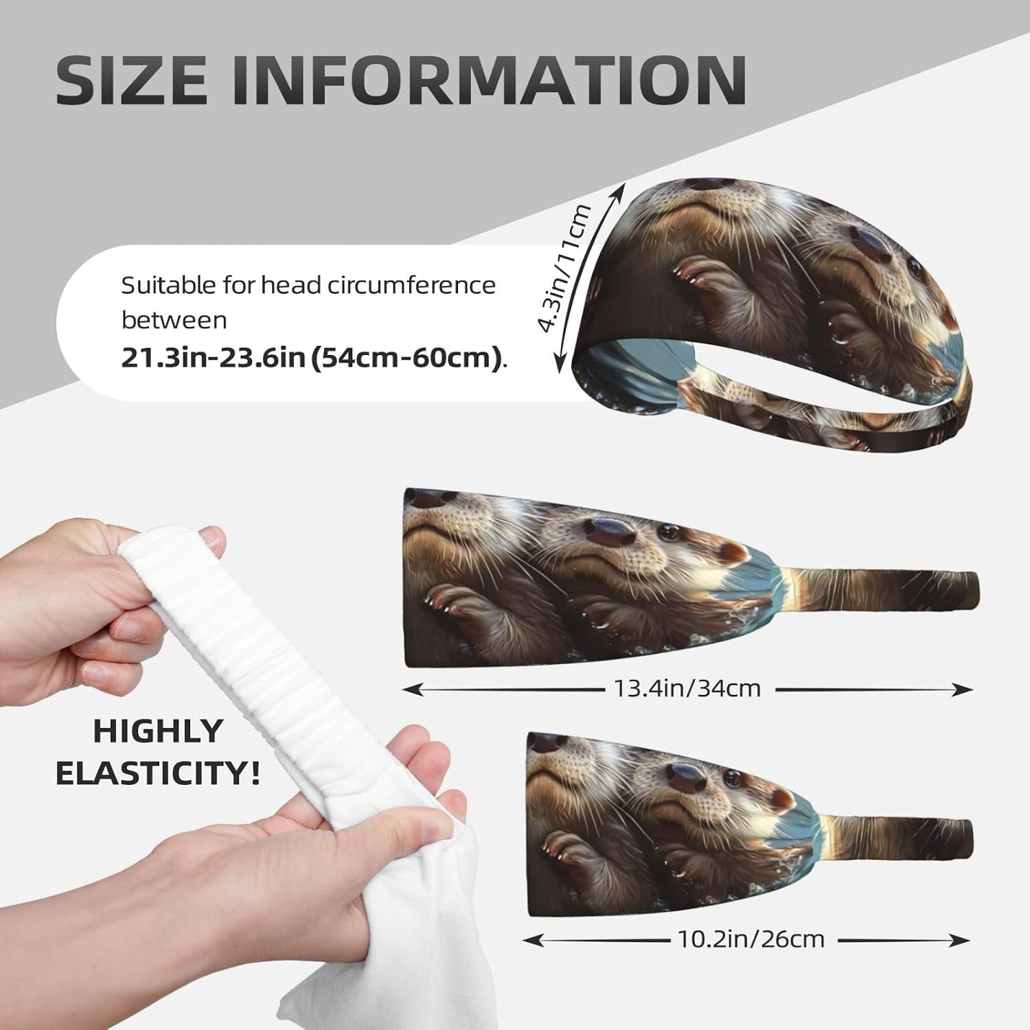 Unisex Workout Headbands Non Slip Sport Sweatbands Yoga Hairbands for Travel Fitness Athletic Moisture Wicking - Cute Otters image 5