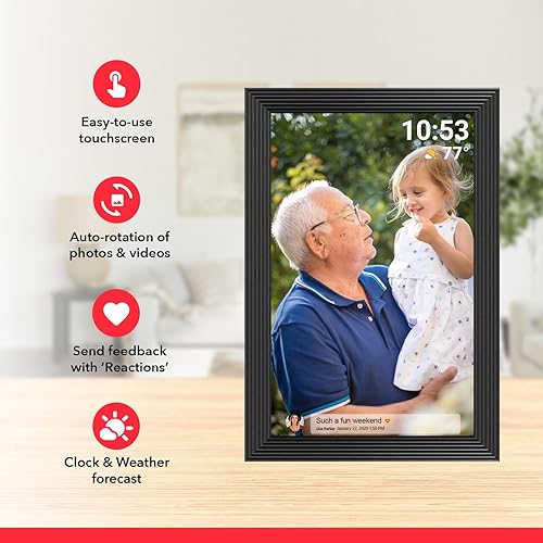 Miniatura 5 de FRAMEO - Marco de fotos digital inteligente WiFi de 10.1 pulgadas, pantalla táctil LCD IPS de 1280 x 800, rotación automática vertical y paisaje,