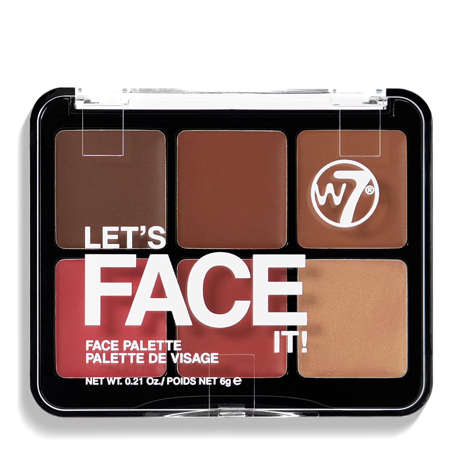 W7 Let’s Face It Cream Face Palette – Deep Desert Glow – 6-Pan Bronzer, Blush & Highlight Palette – Creamy, Blendable Face Makeup