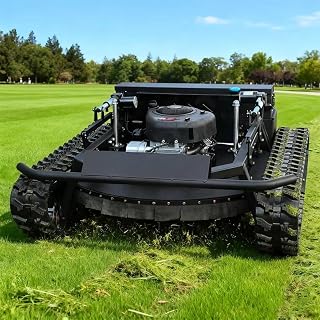 RC Remote Grass Mower Machine, Tracked Lawn Cutter for Sloped Ground and Uneven Surface, Wireless Heavy Duty Lawn Mower Equipment for Farm Yard Large Area Cutting