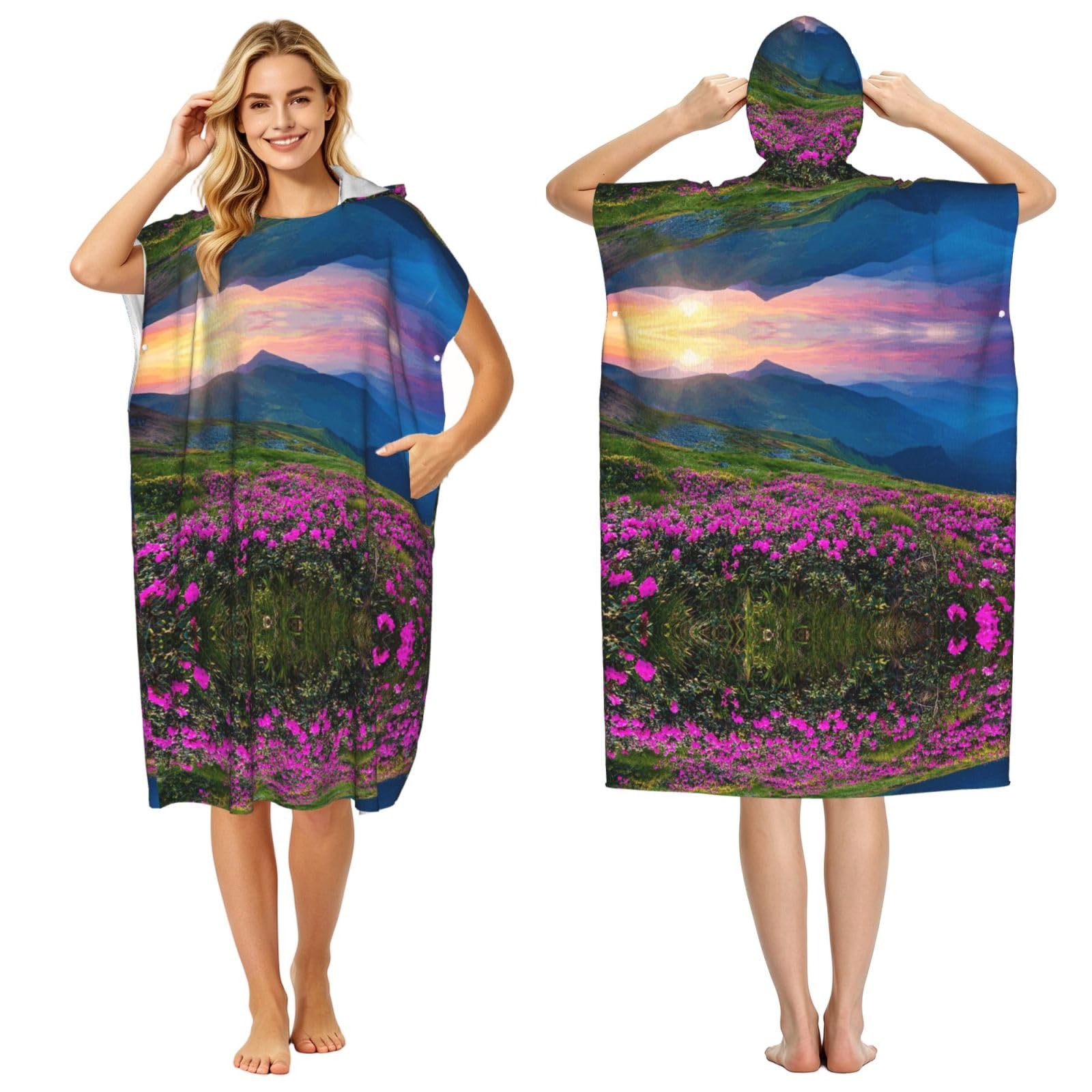Poncho serviette de plage microfibre séchage rapide été adulte
