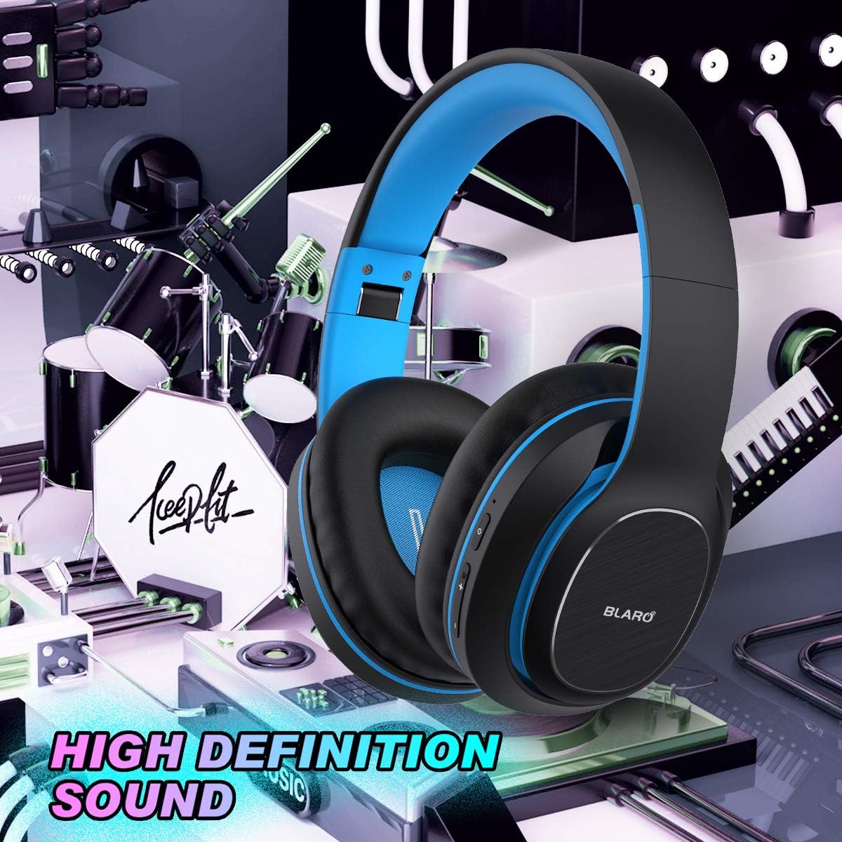 Nеw Prоduсt BLARO Bluetooth Headphones Over Ear, Hi-Fi Deep Bass Wireless and Wired Headsets, 72 Hours Playtime, Soft Memory Protein Earmuffs, Foldable Headphones with CVC6.0 Mic-Blue Bеѕt Cуbеr Dеаlѕ 🔥 BLARO Bluetooth Headphones Over Ear, Hi-Fi Deep Bass Wireless and Wired Headsets, 72 Hours Playtime, Soft Memory Protein Earmuffs, Foldable Headphones with CVC6.0 Mic-Blue