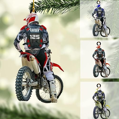 Miniatura 9 de NAZENTI Adorno personalizado de motocicleta, adornos personalizados de moto de cross para árbol de Navidad, adornos de Navidad de motocross, regalos