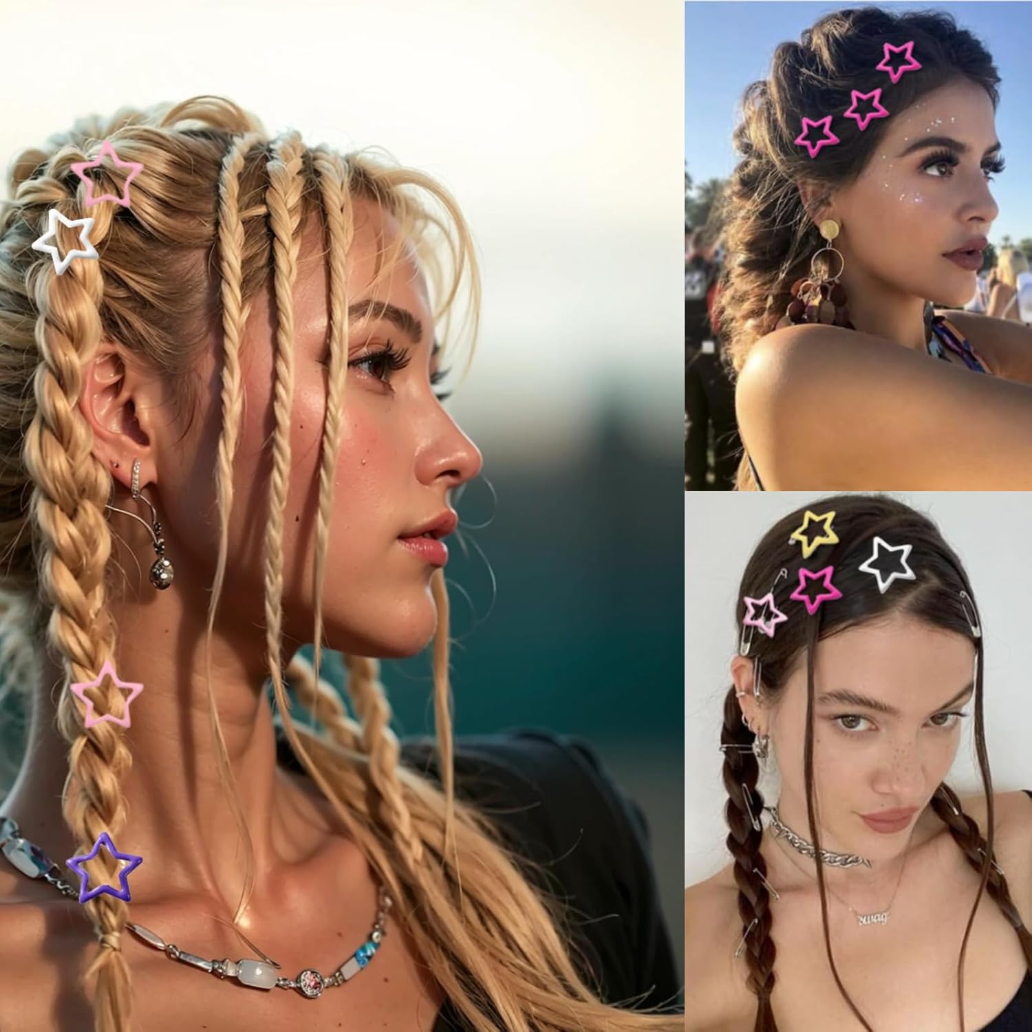 Star Snap Hair Clips 60PCS Multi-Color Metal Non-Slip Star Hair Barrettes Cute Hair Accessories Suitable for All Hair Types Women Girls image 5