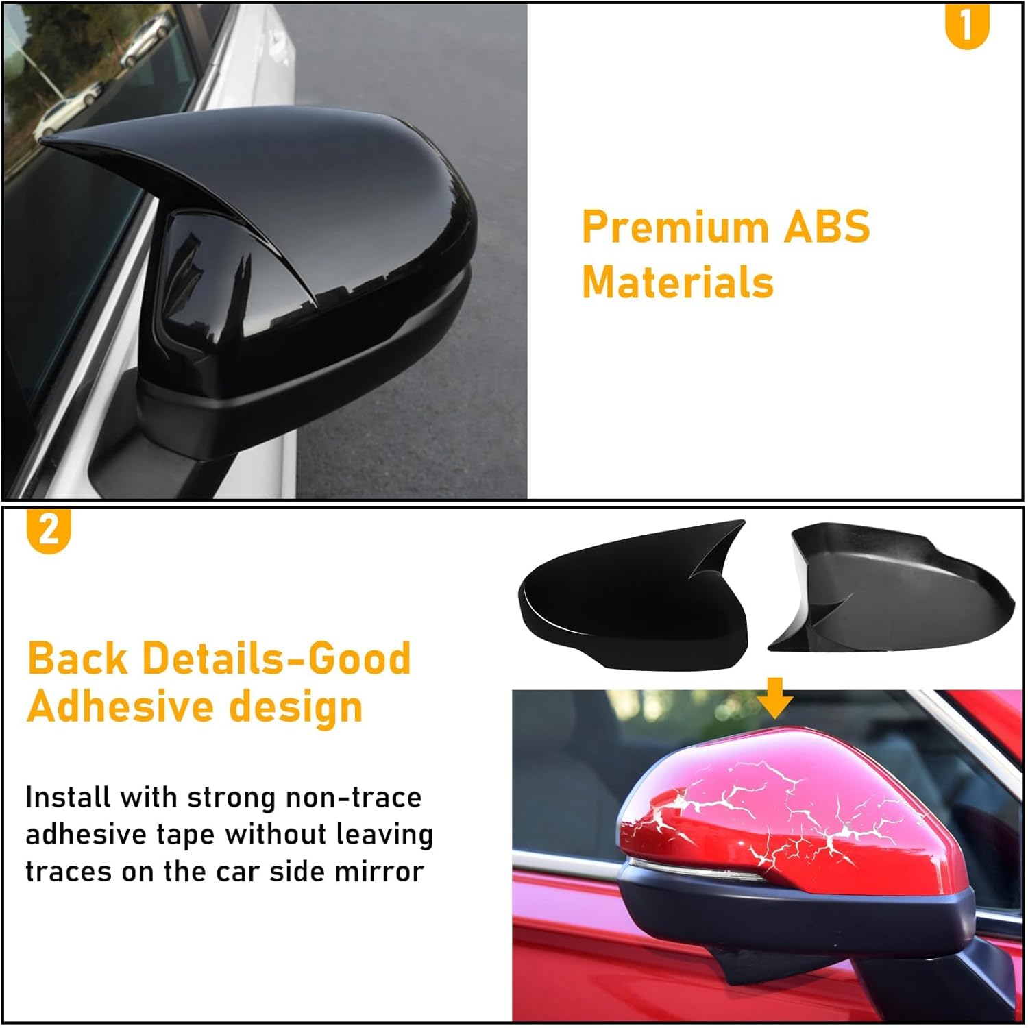 Compatible with Honda CRV Mirror Cover Overlay 2023 2024,11th Gen CRV Ox Horn Rearview Mirror Caps Trim for Driver & Passenger Side, with Turn Signal Light Gap,Glossy Black (1 Pair)