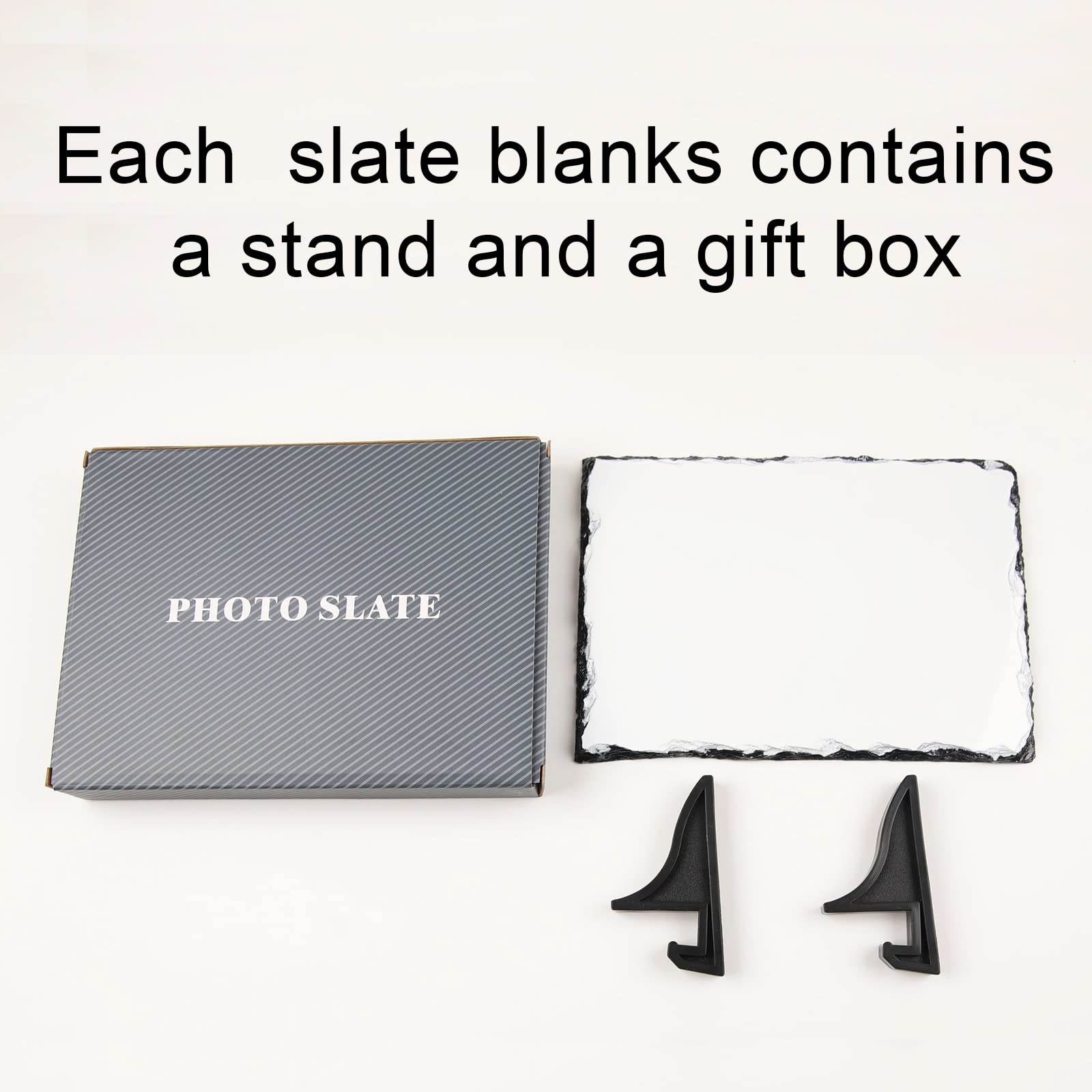6 Pack Sublimation Slate Blanks DIY Custom Stone Slate 6x8 Inch Picture Frame Heat Transfer Rock Photo Plaque with Display Stand Decoration for Desktop Souvenir