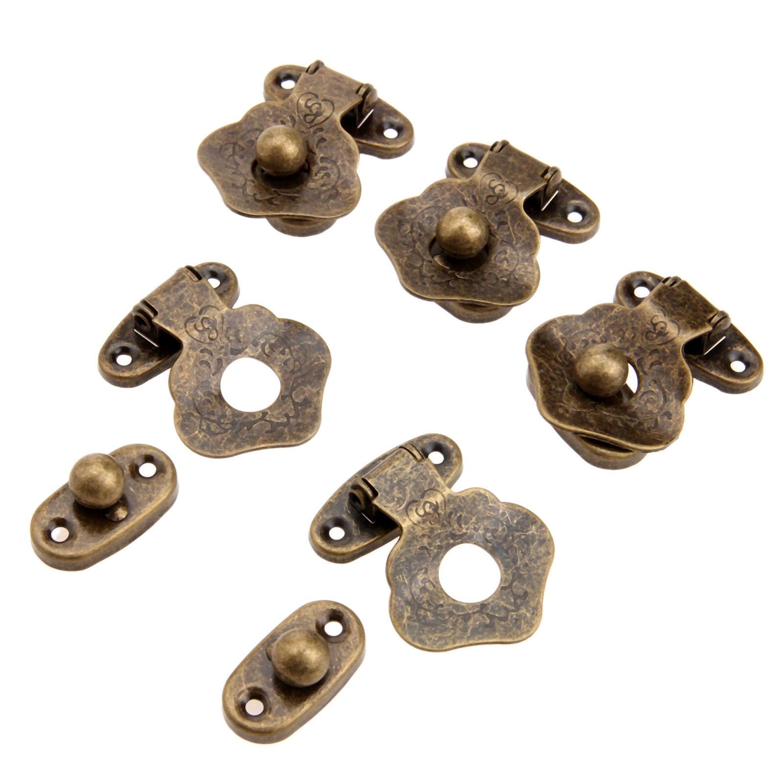 Fibbia cinese antica a scatola, fibbia con lucchetto antico.5 pezzi serratura vintage con cerniera in bronzo antico, scatola for gioielli, scatola regalo, scatola regalo, fibbie for valigie, chiusura