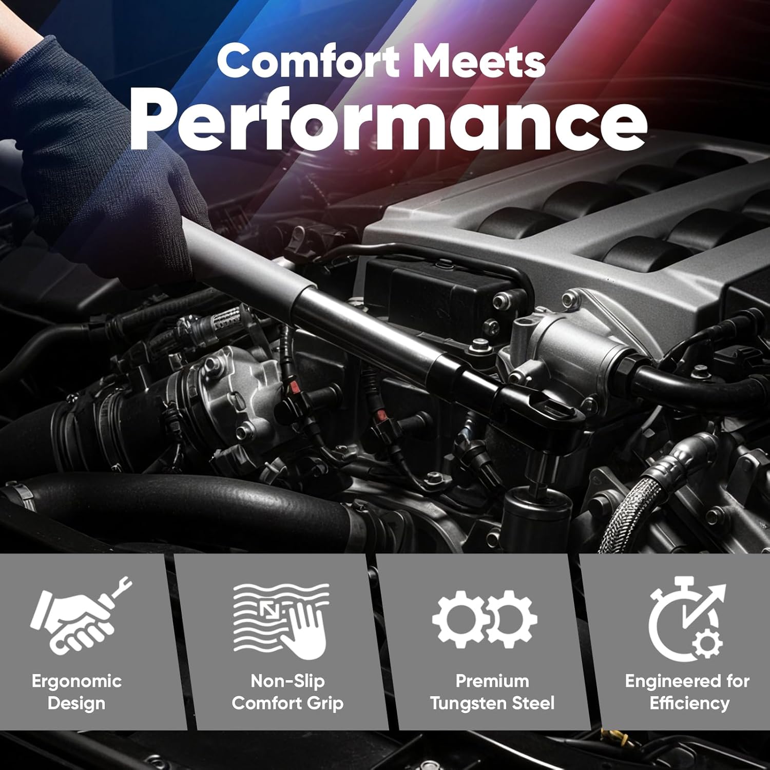 1/2" Offset Extension Wrench with 3/8" & 1/4" Drive Adapters, Right Angle Impact Ratchet Extender for Tight Spaces, Compatible with Electric Ratchet and Drill