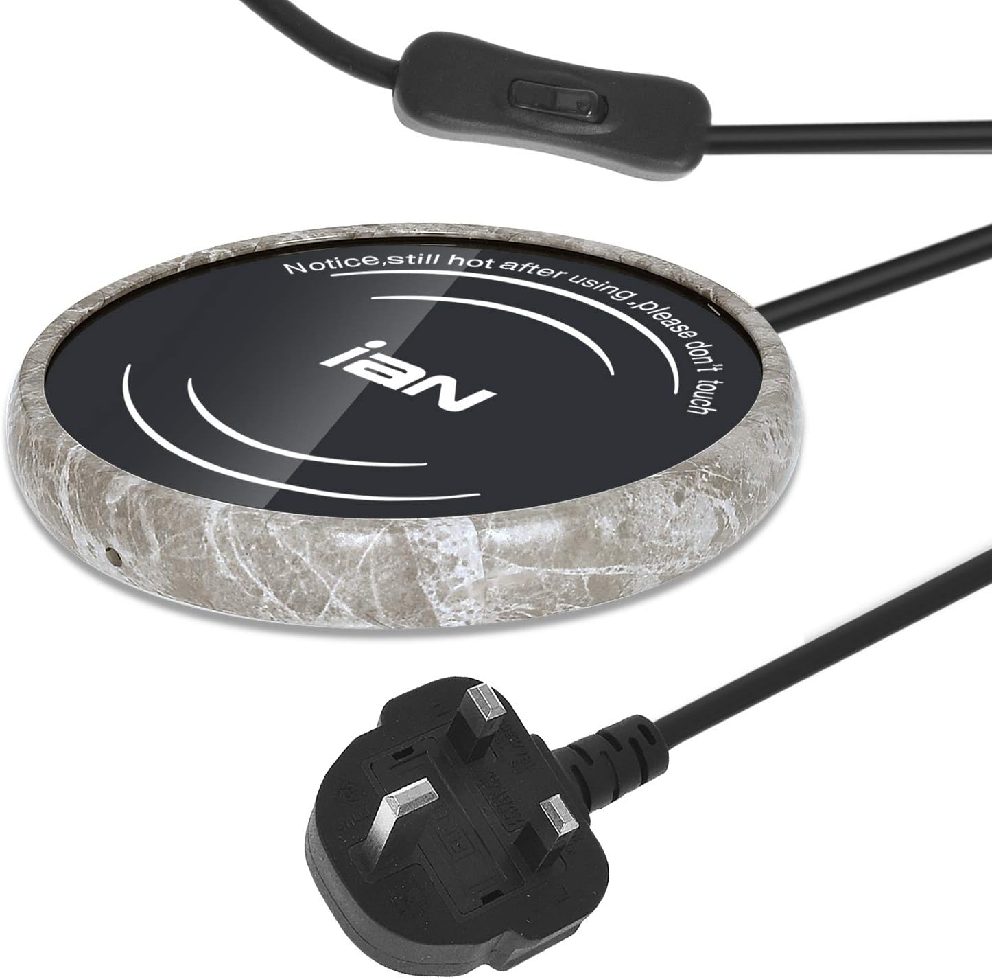 IAN Coffee Mugs Set Plate Coffee Warmer Heater Tea Mug Warmer Beverage Warmer 220V Plug (Stone Pattern)