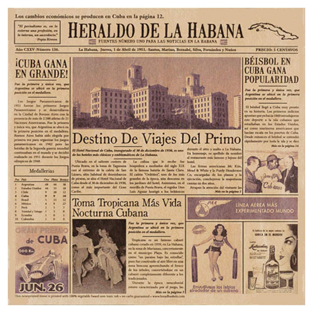 GET 4-TE1050 Food-Safe Cuban Newsprint Liner, 12" x 12", 1000 Pieces Per Case