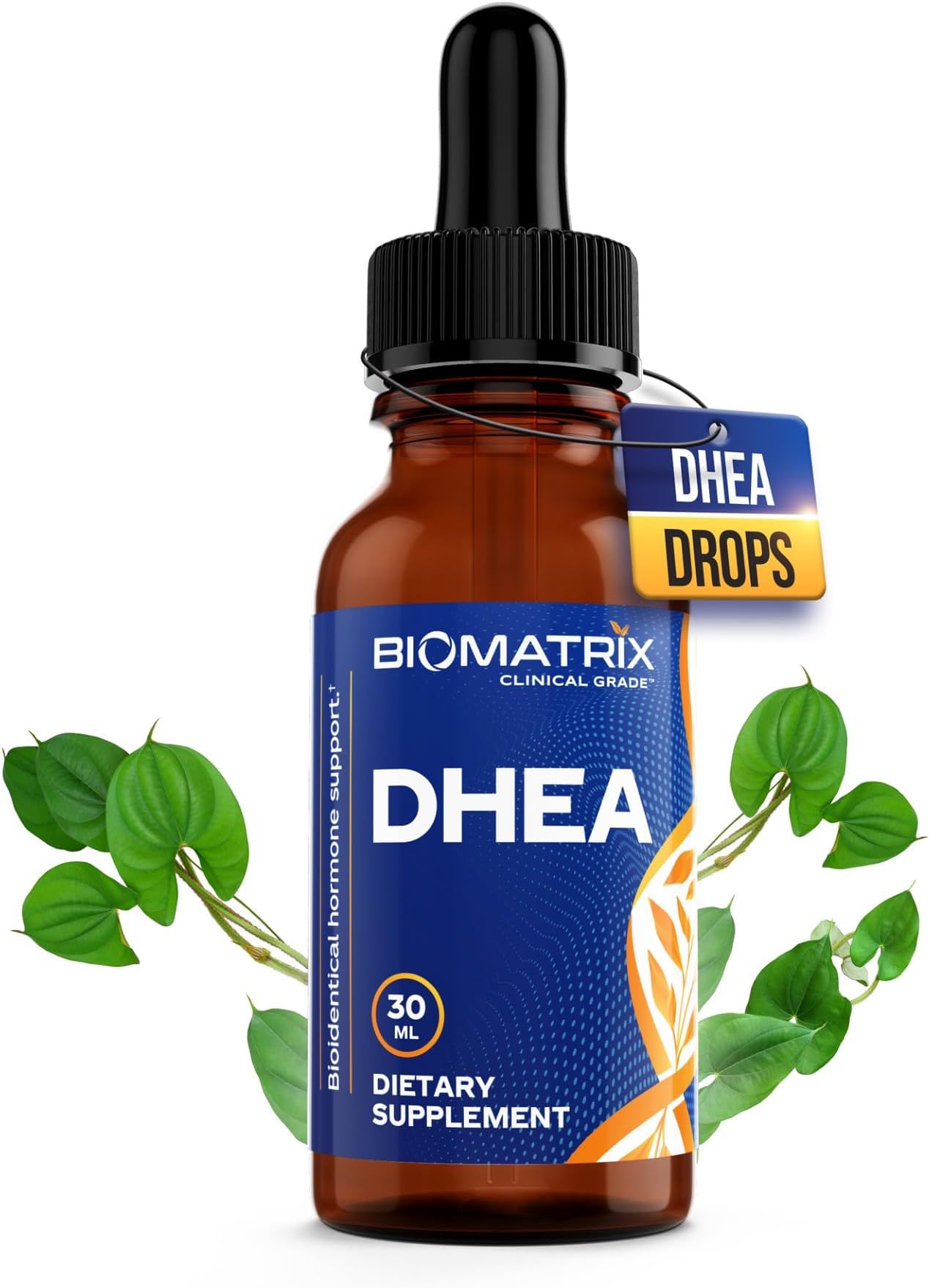 BioMatrix DHEA Liquid Drops – 3X Absorption of Capsules or Tablets – Adjustable Alternative to DHEA 50 mg and DHEA 100 mg – Micronized DHEA Supplement for Men and Women 30 ml, 500 Servings