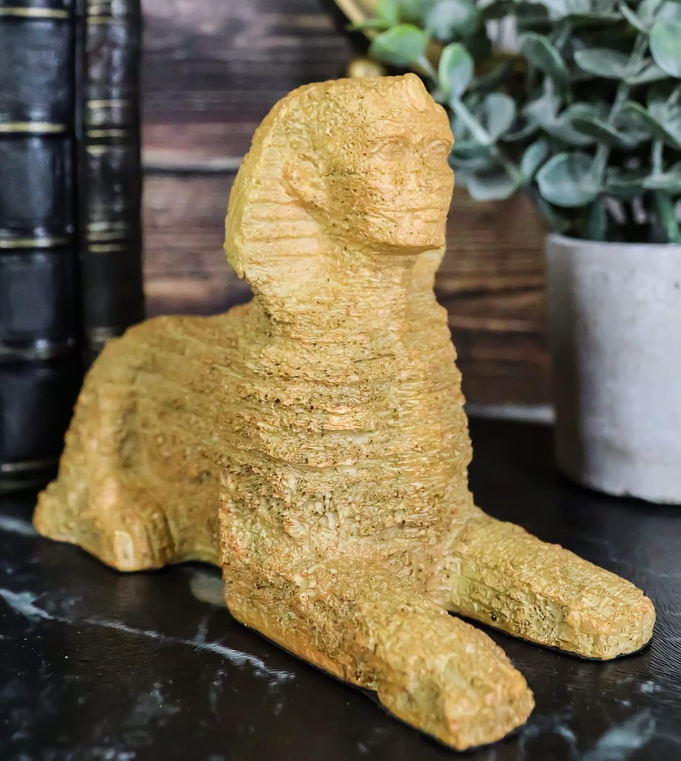 Ebros Gift Egyptian Wonder of The World Great Sphinx of Giza Androsphinx Figurine Museum Reproduction 6.75" Long in Sand Finish Gods of Egypt Desert Ruin Sculpture