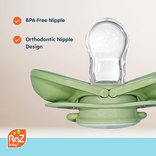 Miniatura 4 de RaZbaby Keep-It-Kleen - Paquete de 2 chupetes para bebé, se cierra cuando se cae, pezón de ortodoncia de silicona sin BPA, ideal para viajes, el