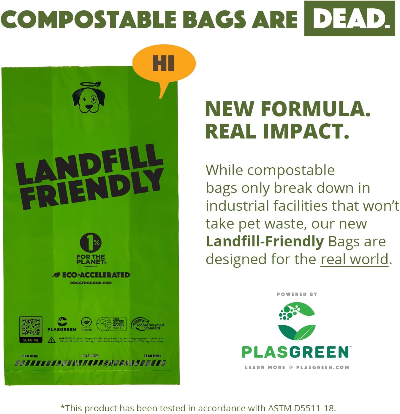 Doggy Do Good Landfill-Friendly Poop Bags | Dog Waste Bags Made with 50% Recycled Plastic + 15% Biobased Material | Unscented, Thick, Leak-Proof, Easy Open | Standard Size | 360 Count Bulk Box