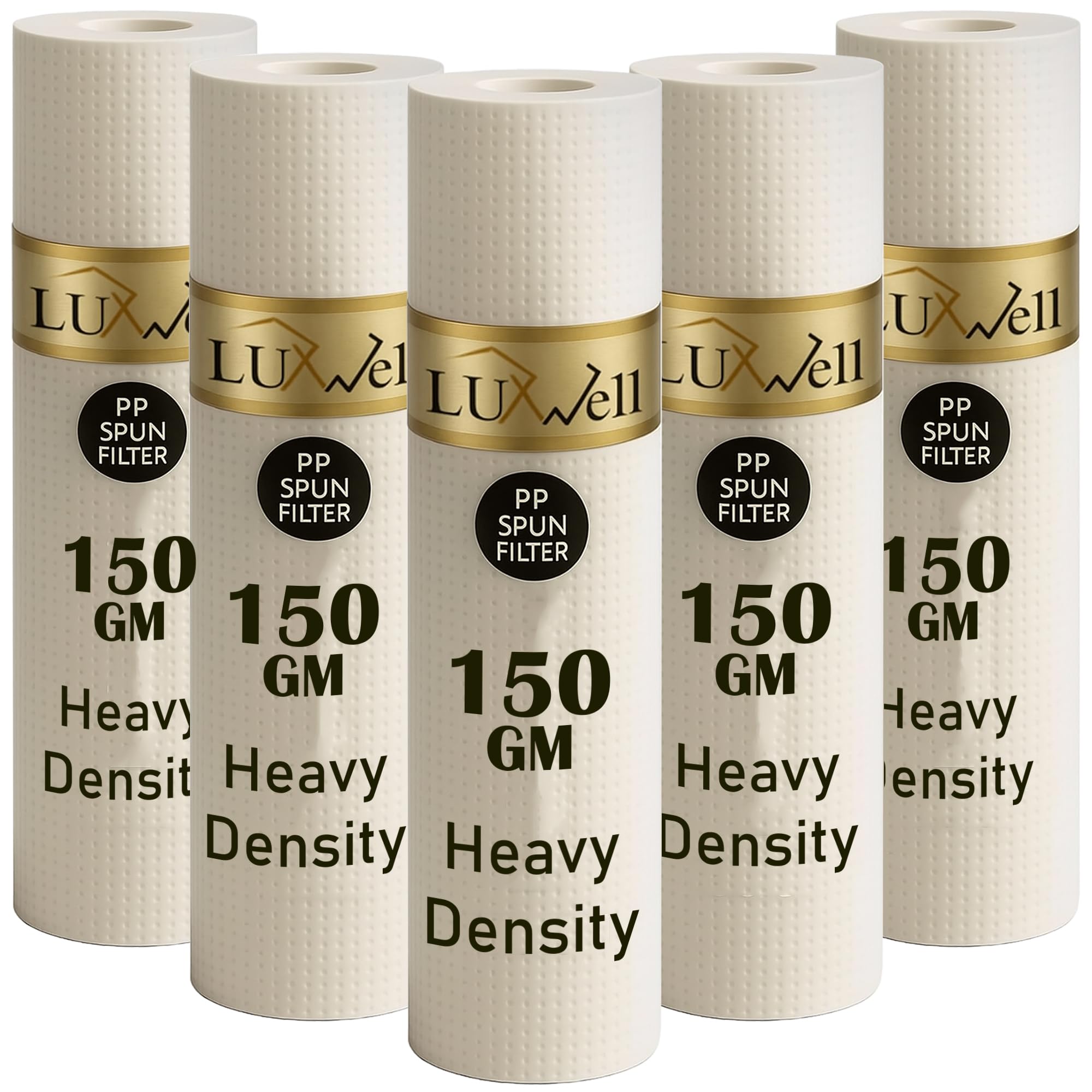 Dotted 10 Inch High Density Spun Pre-Filter (5 Micron PP Spun) Cartridge Compatible for 10 Inch Pre-Filter Housing of All Water Purifier | Pack of 5 Spun Filter 150 Gram