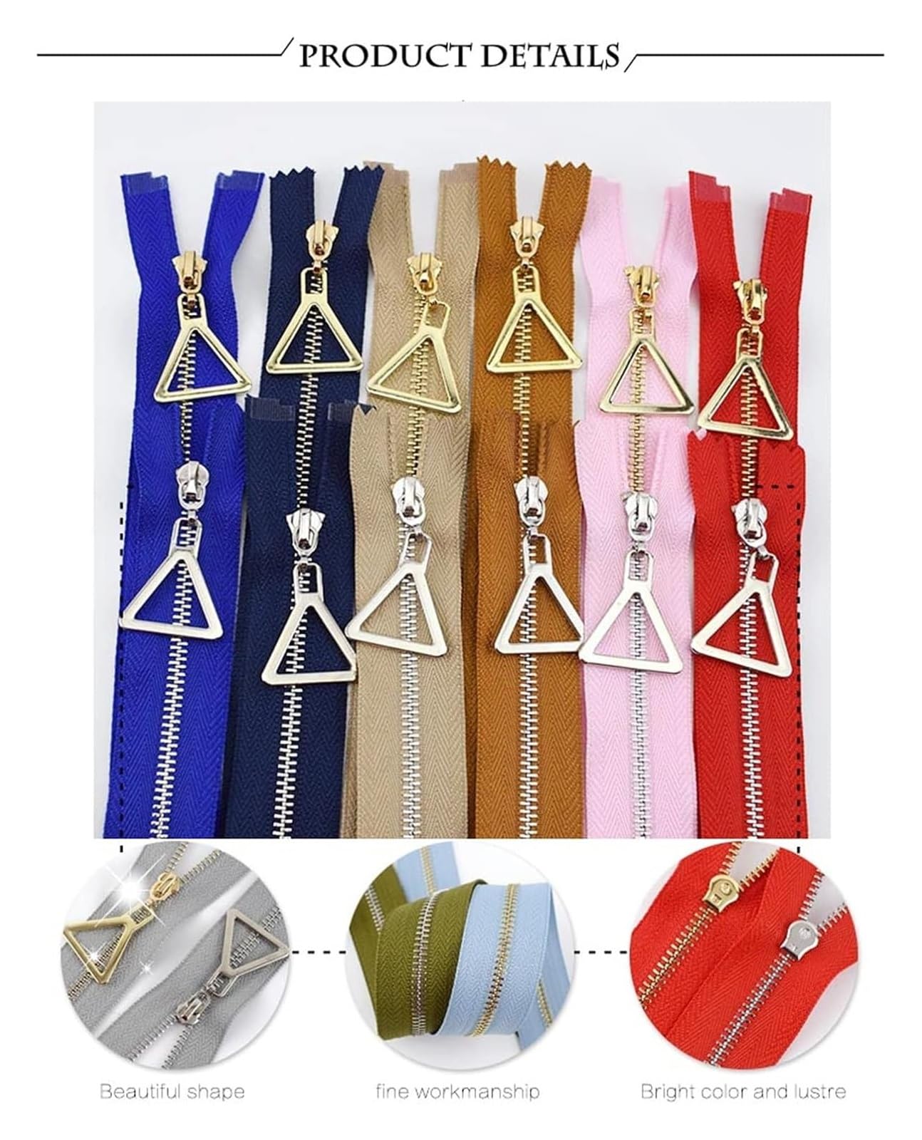 Zamki błyskawiczne, 2 szt. 3# metalowe zamki błyskawiczne 15-70 cm Zamki zamknięte/otwarte Akcesoria do naprawy pokrowców na ubrania DIY(Royal Bluegold,OpenEnd60cm)