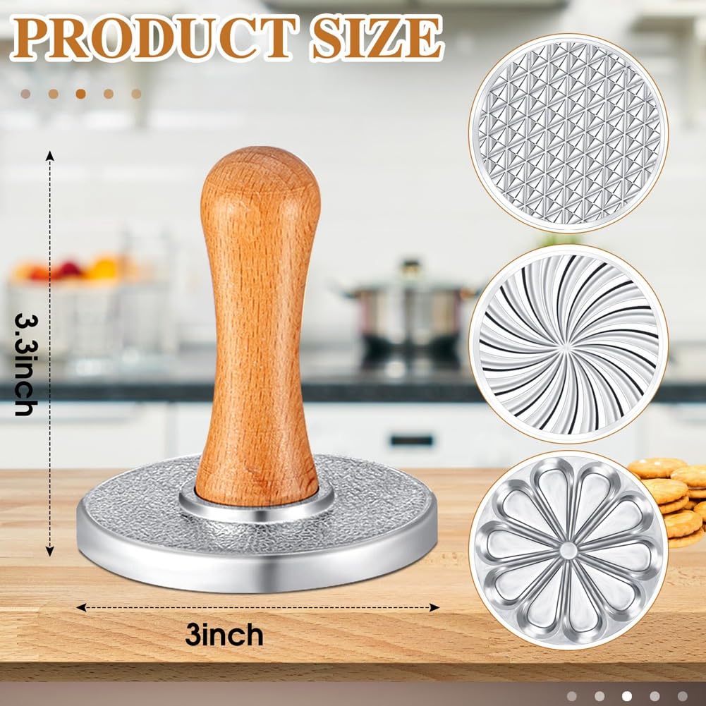 3 Pezzi Di Stampi Per Biscotti In Metallo Con Manico In Legno Per Tagliapasta Fai Da Te Per Torte E Dolci~p151389886