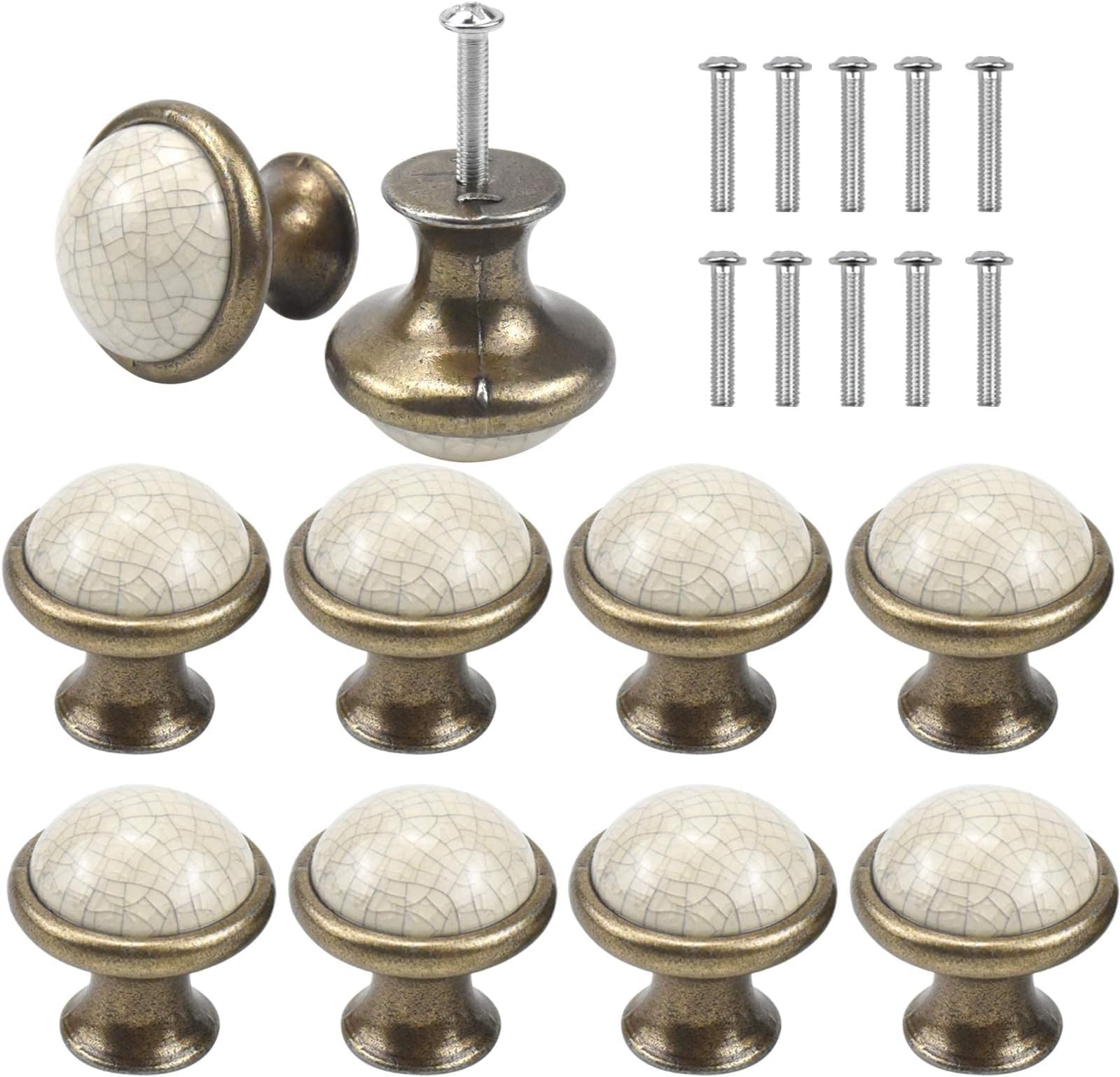 AvoDovA 10PCS Vintage Knobs, 33MM Ceramic Knobs, Vintage Shabby