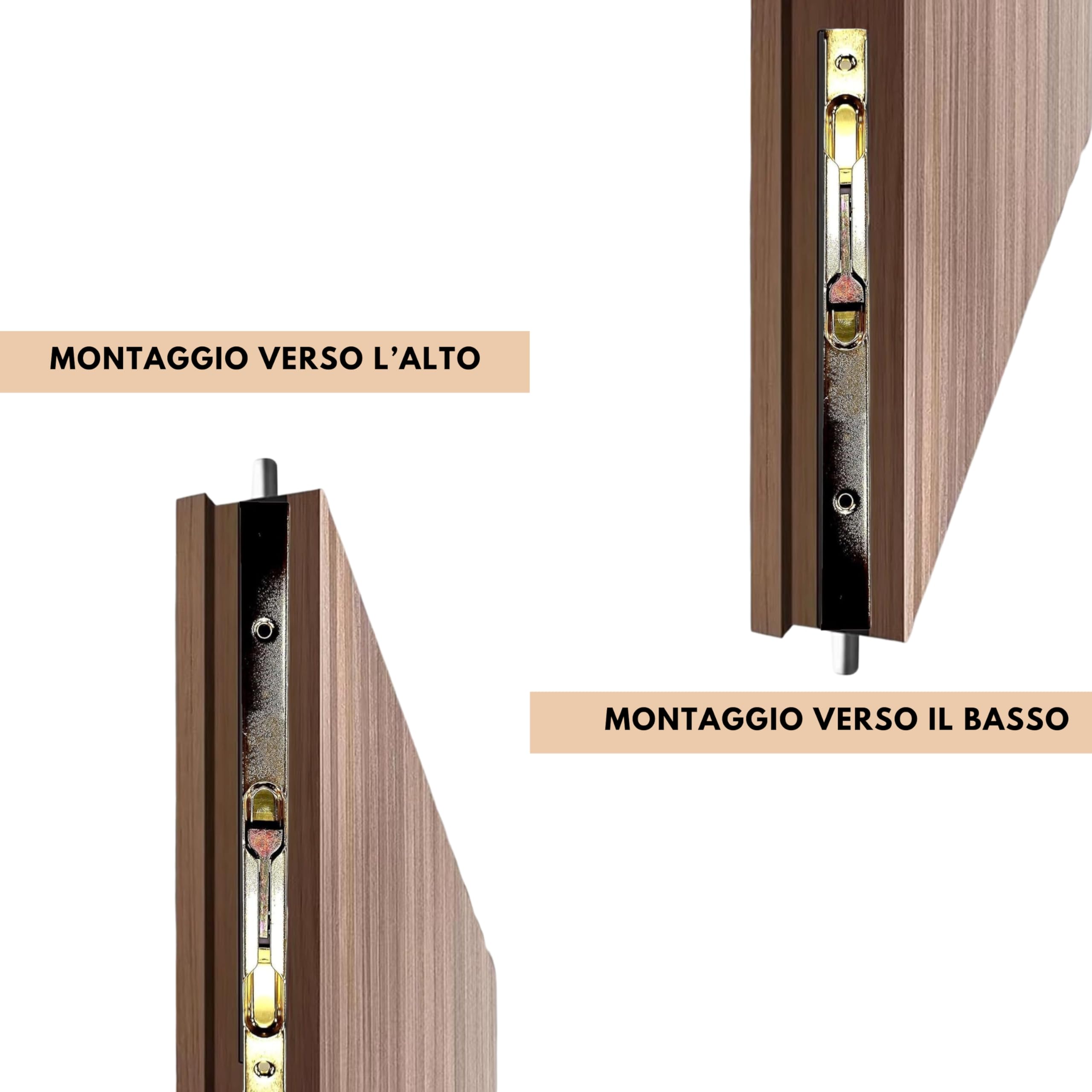 Catenaccio a Leva in Acciaio - Installabile su Porte in Legno da 16 mm - Colori e Lunghezze Differenti - Bronzato - 20 cm