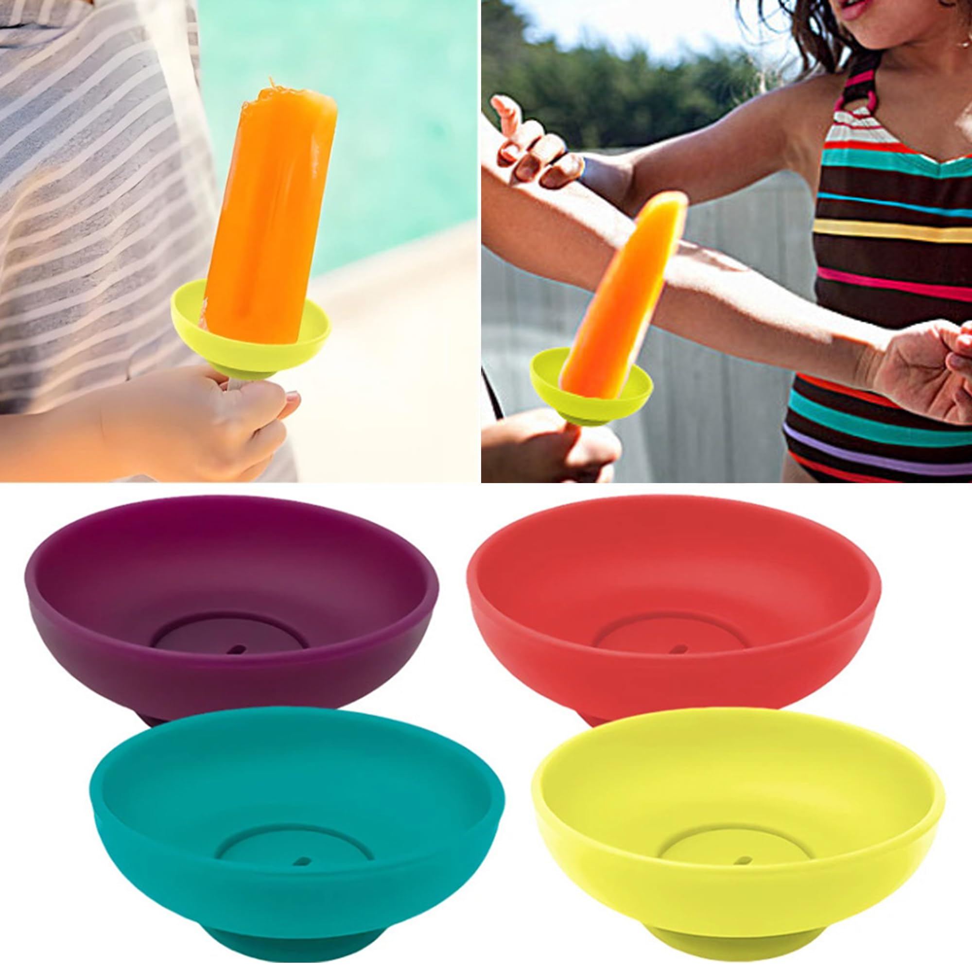 4 szt. Silikonowy uchwyt na popsicles, uchwyt na lody na patyki, wielokrotnego użytku uchwyt silikonowy na lody
