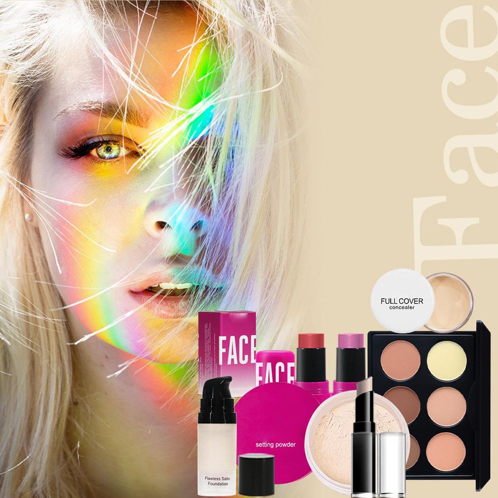 Zestaw do makijażu dla kobiet, Make Up Women Full Kit Trwa szminka | Pełny makijaż cień do powiek szminki glos gloska kosmetyczna szczotka z torbą do przechowywania dla kobiet dziewcząt