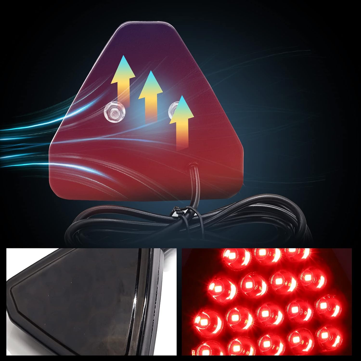 LED Brake Light 19LED Rear Fog Stop Lamp, Back Fog Flashing Tail Light Universal 12V Red, 1pcs