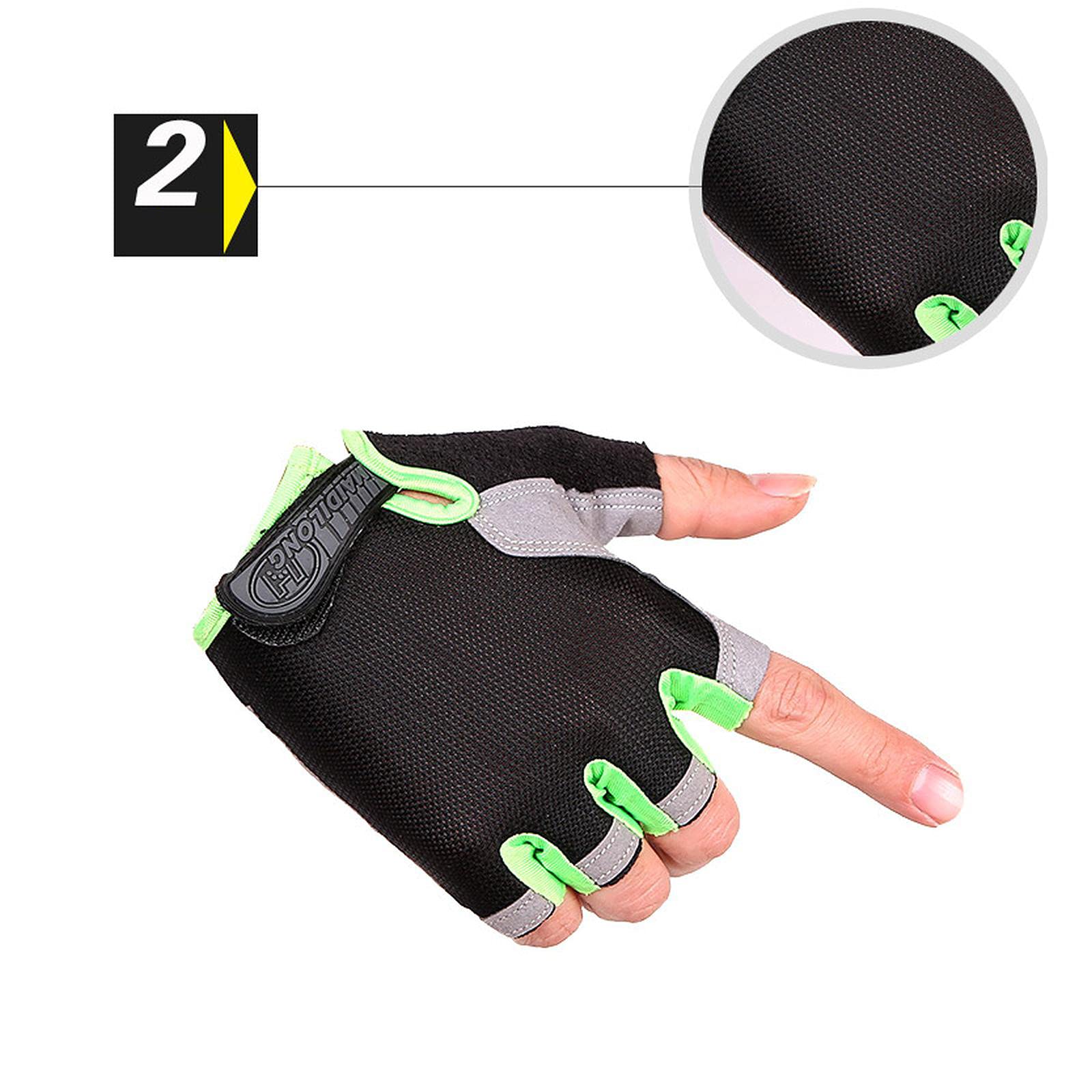 Gants de sport unisexes demi-doigts pour canoë, planche à voile, kitesurf, voile, poignet réglable (mise à niveau, noir, L)