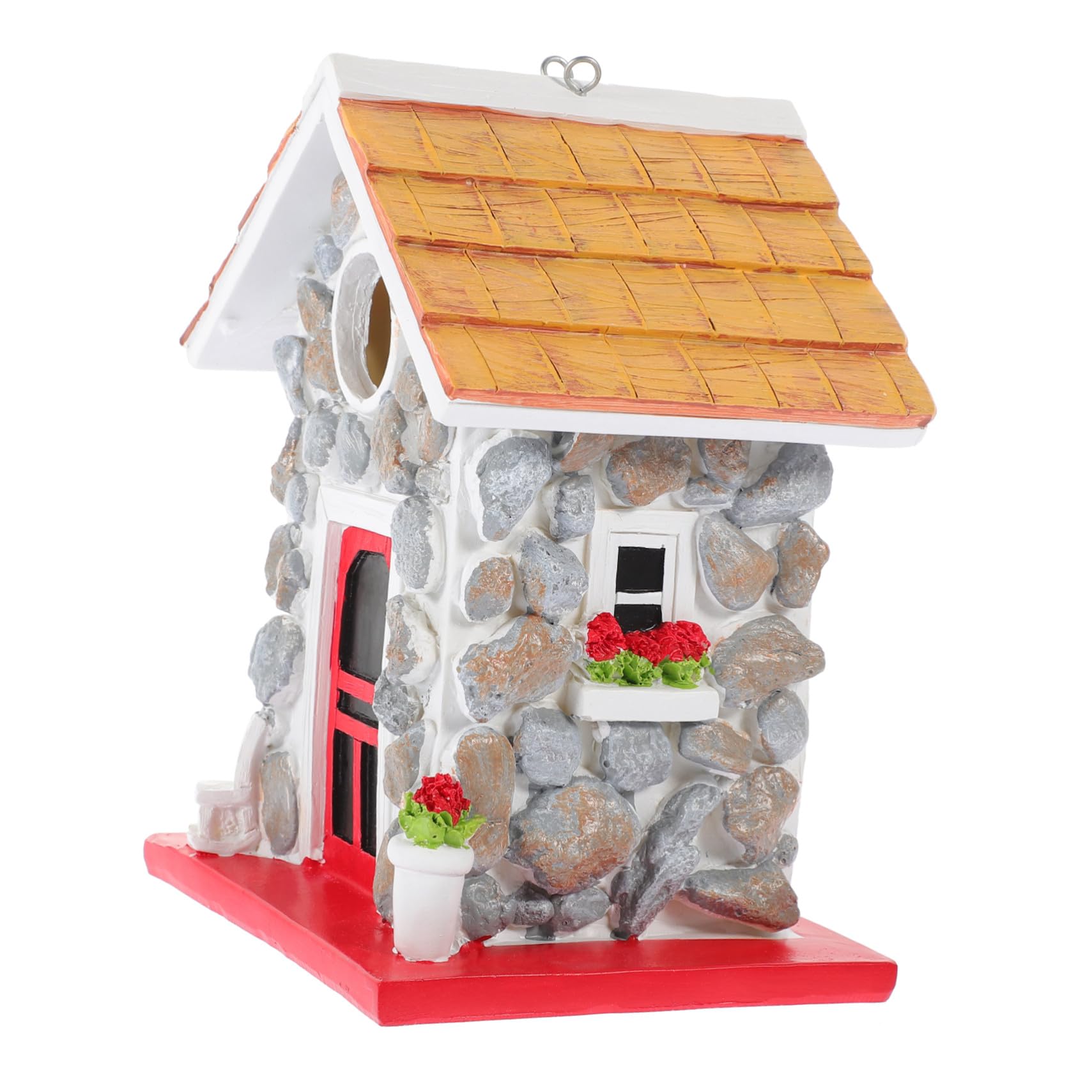 Robustes Kunstharz-Vogelhaus zum Aufhängen Garten, dekorative Nesthütte aus Stein, die einen sicheren Unterschlupf Nistplatz bietet. Vogelhaus-Ornament im Freien für den Naturschutz und