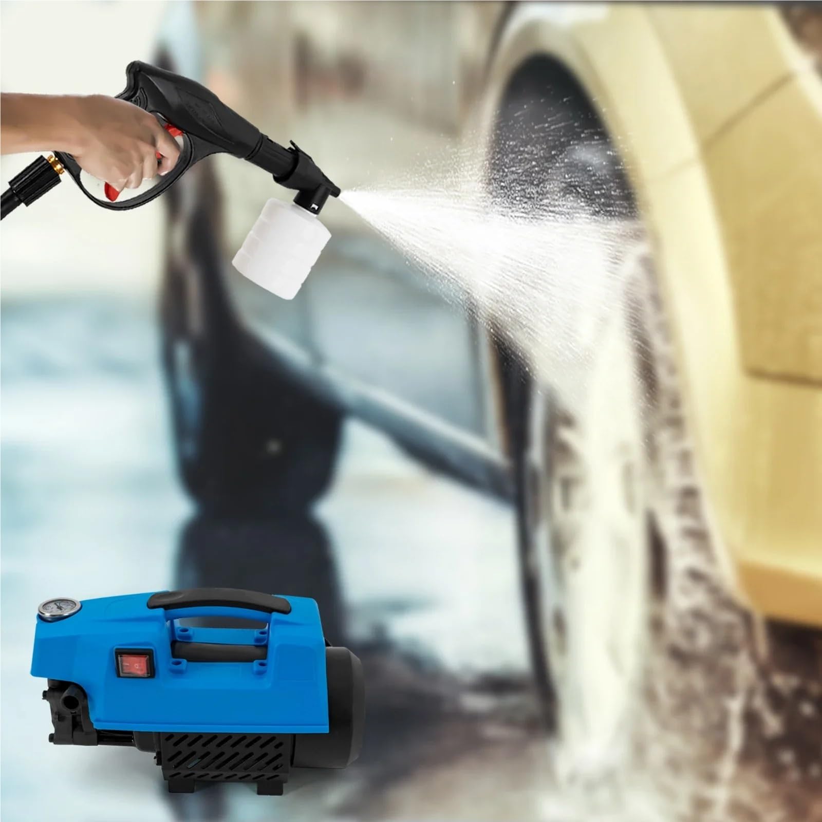 válvula limpiaparabrisas Bomba de hidrolavadora, motor de 1300 W, presión de 10 MPa, tres modos de limpieza, autocebante, disipación de calor