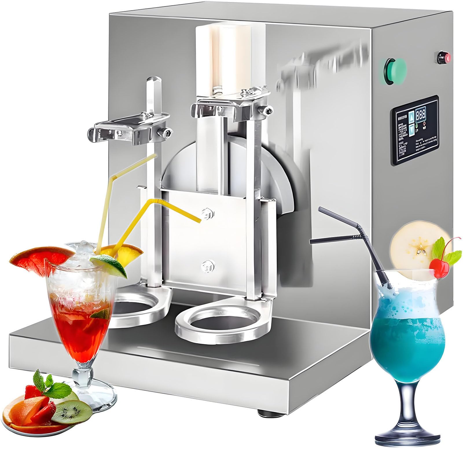 Automatyczna maszyna do wytrząsania herbaty z bąbelkami i 2 kubkami 700 ml, elektryczna podwójna rama, stal nierdzewna, 400 obr./min, 350 ml - 1000 ml, 1-60 sekund