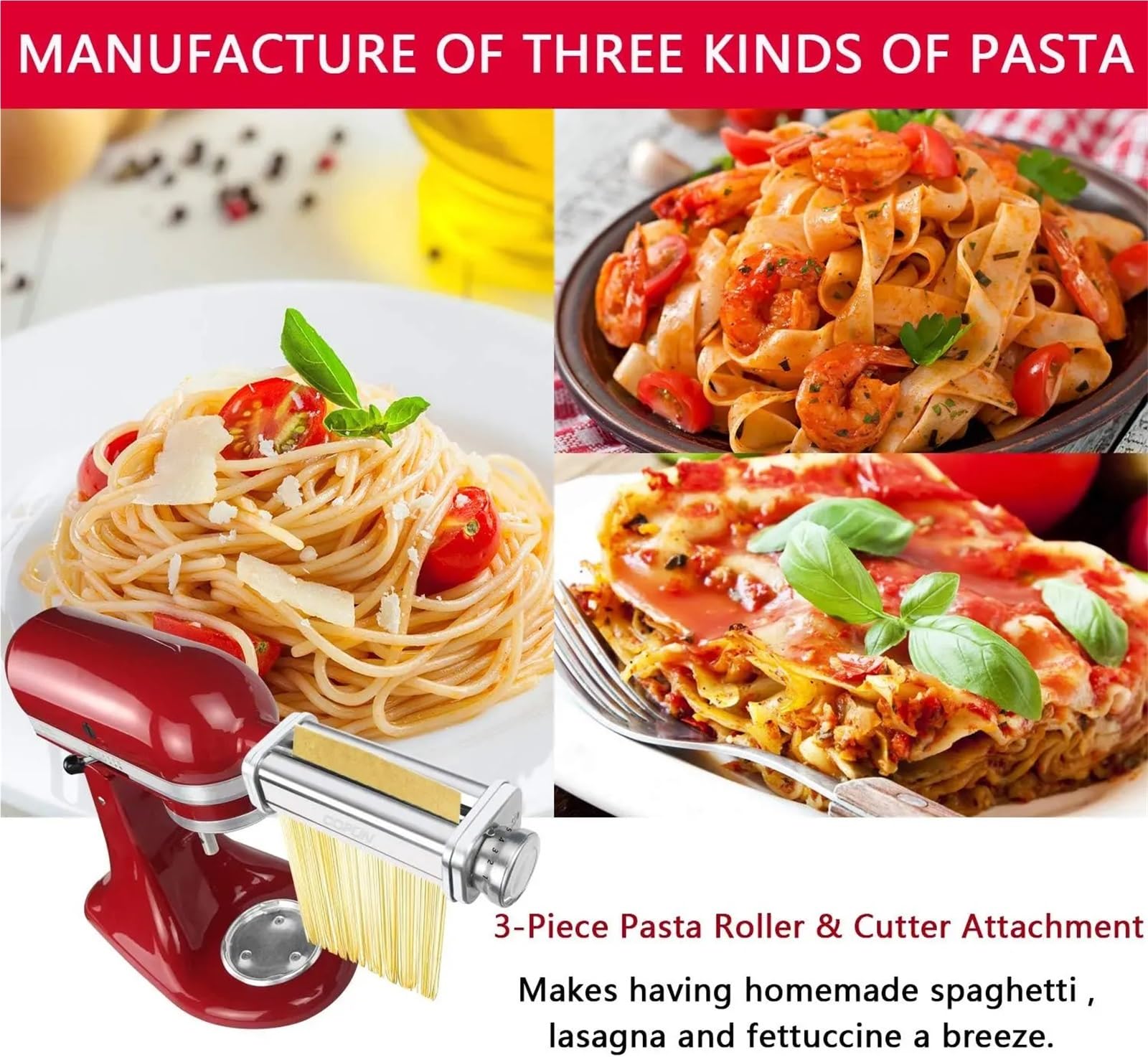 Genérico Accesorio for Pasta, Compatible con KitchenAid