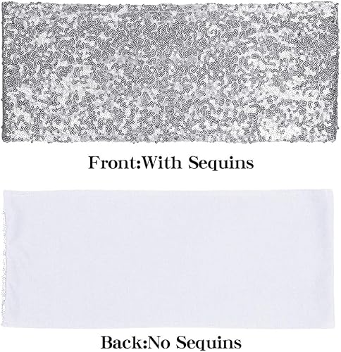 Miniatura 2 de Bandas elásticas de lentejuelas para silla de hotel, boda, recepción, fiesta, evento, decoración de silla de 4 x 16
