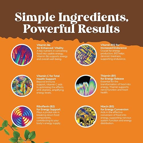 Miniatura 12 de Complejo de súper vitamina B para mujeres y hombres, complejo de vitaminas B con tiamina, riboflavina, niacina, 6, 12 y folato, suplemento de mezcla