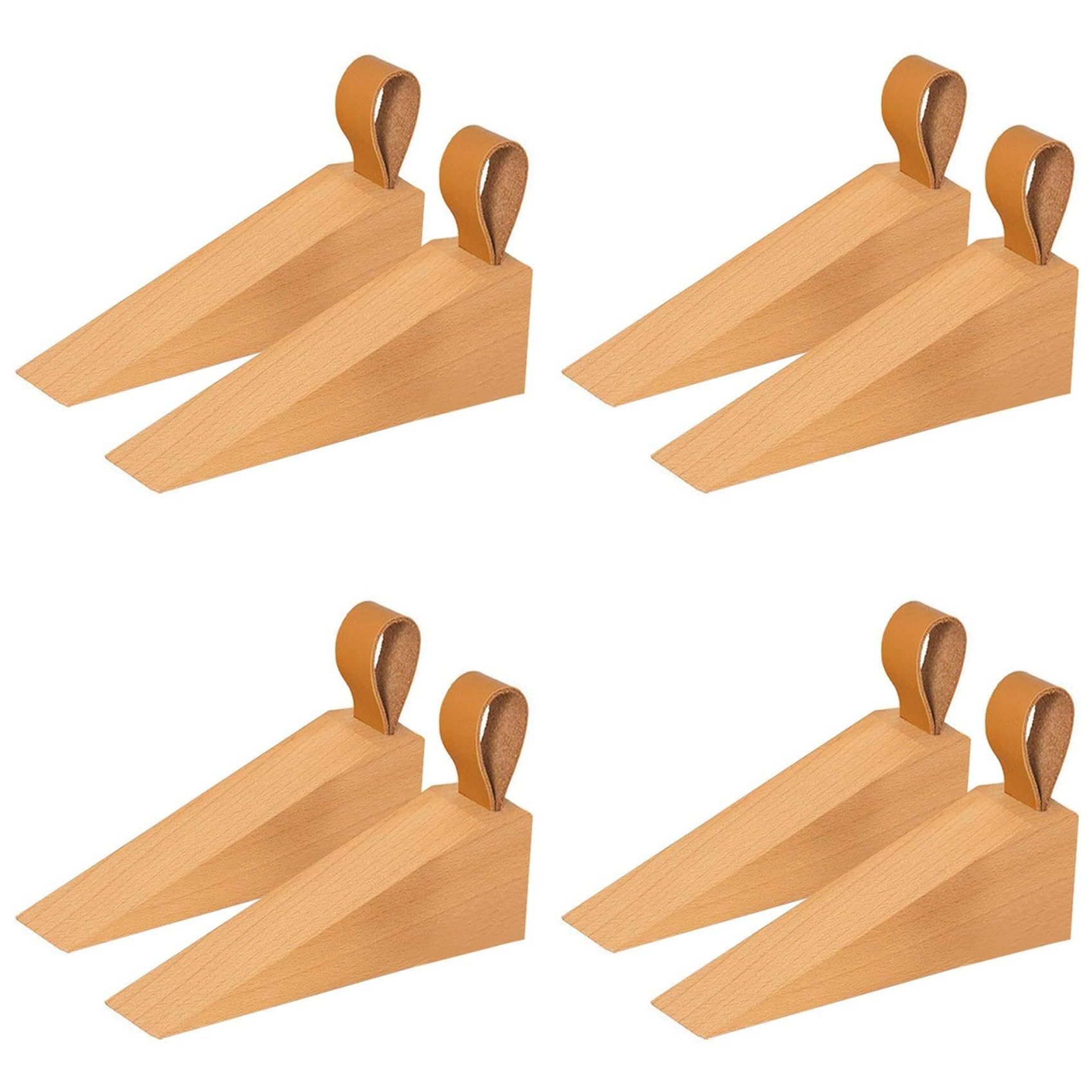 Jnchdghwa Wood Brown Wooden Door Stopper, Solid Wood Non-Slip Door Wedges, Sturdy And Door Stop Wedge, Security Door Stopper (8 Pcs)