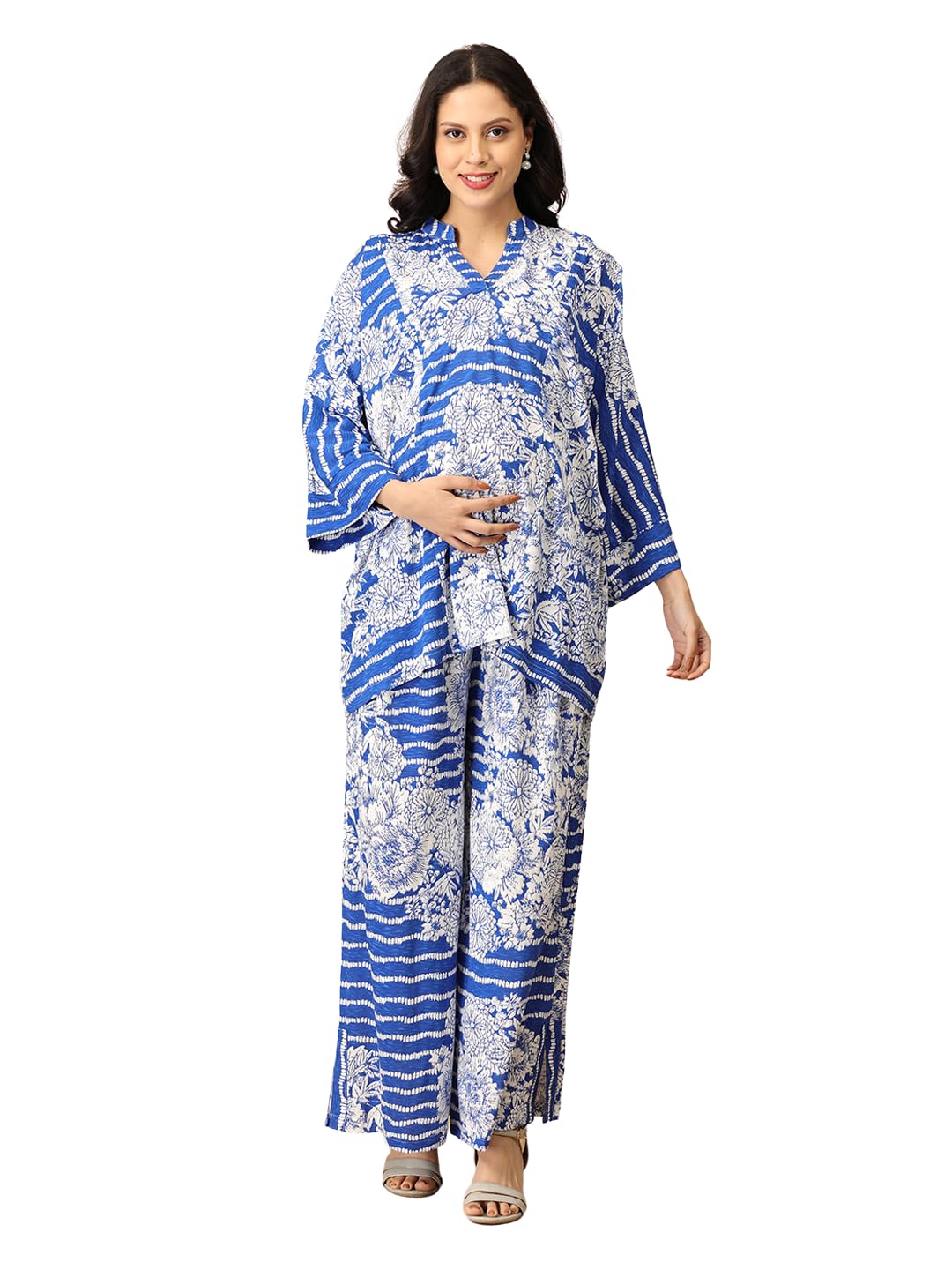 Maternity and Nursing Co-Ord Set | Kurti and Palazzo Pant Set | Maternity Kurta Set | Pre and Post Pregnancy Kurta Set | Feeding Zipper-image-29